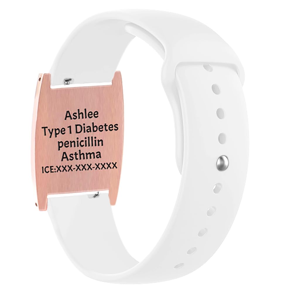 Personalized Rose Gold Medical Alert ID Bracelet for Women - Adjustable 6