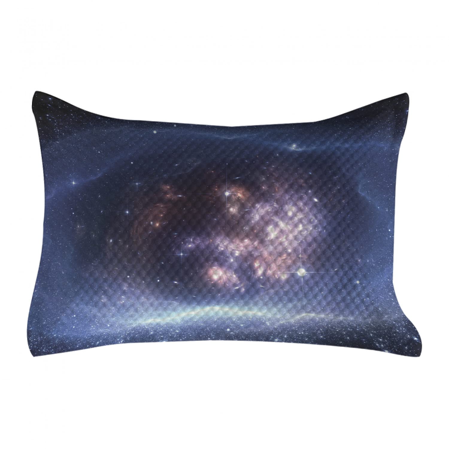 Ambesonne Outer Space Quilted Pillow Cover - Nebula Galaxy Starry Night Universe Astronomy Decor - Standard Queen Size 30x20 Inch Decorative Throw Pillow Case - Perfect for Bedroom, Living Room & Space Theme Decor