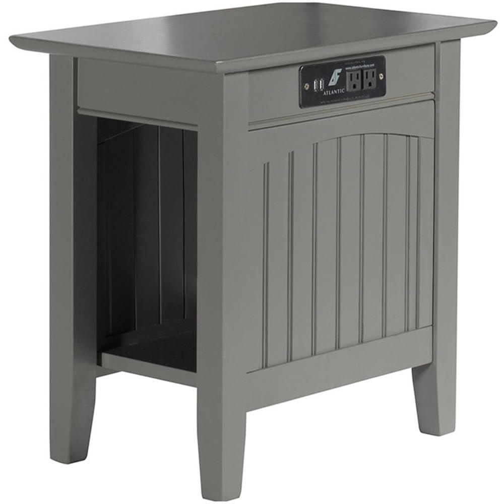 Home Square 2-Piece Nantucket Chair & Side Table Set with Built-in USB Charger - Gray Patio Furniture for Outdoor Lounge, Poolside Relaxation, and Garden Decor