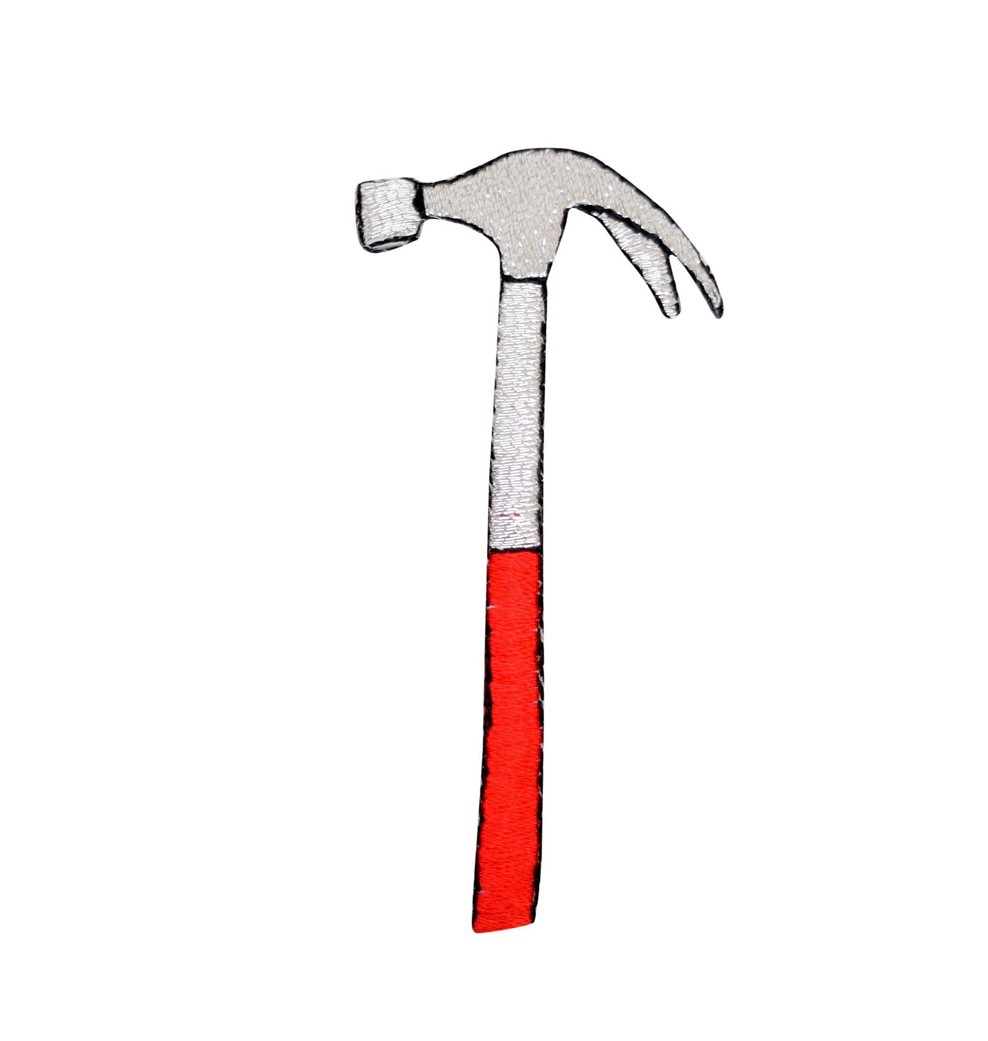 Red Hammer Embroidered Iron-On Patch for Jackets, Bags & DIY Crafts - Durable Sew-On or Iron-On Applique for Clothing Customization