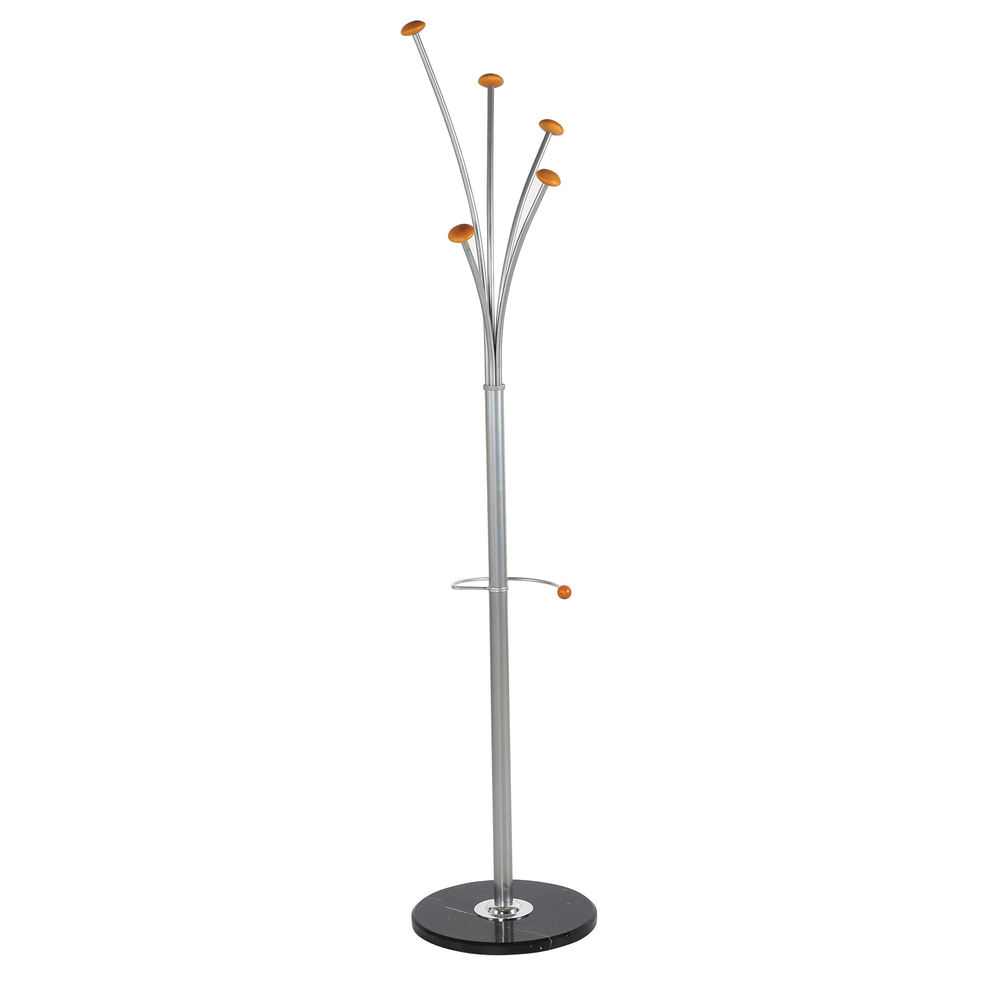 74 Inch Free Standing Coat Rack with Marble Base - Heavy Duty Portable Clothing Organizer for Hats, Coats & Clothes - Silver Spring Design for Bedroom, Entryway & Hallway Decor