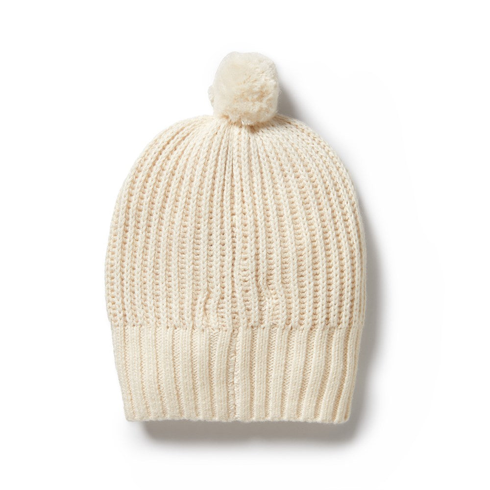 Ecru Knitted Ribbed Hat for Women & Men - Warm Winter Beanie for Outdoor Activities, Skiing, and Casual Wear