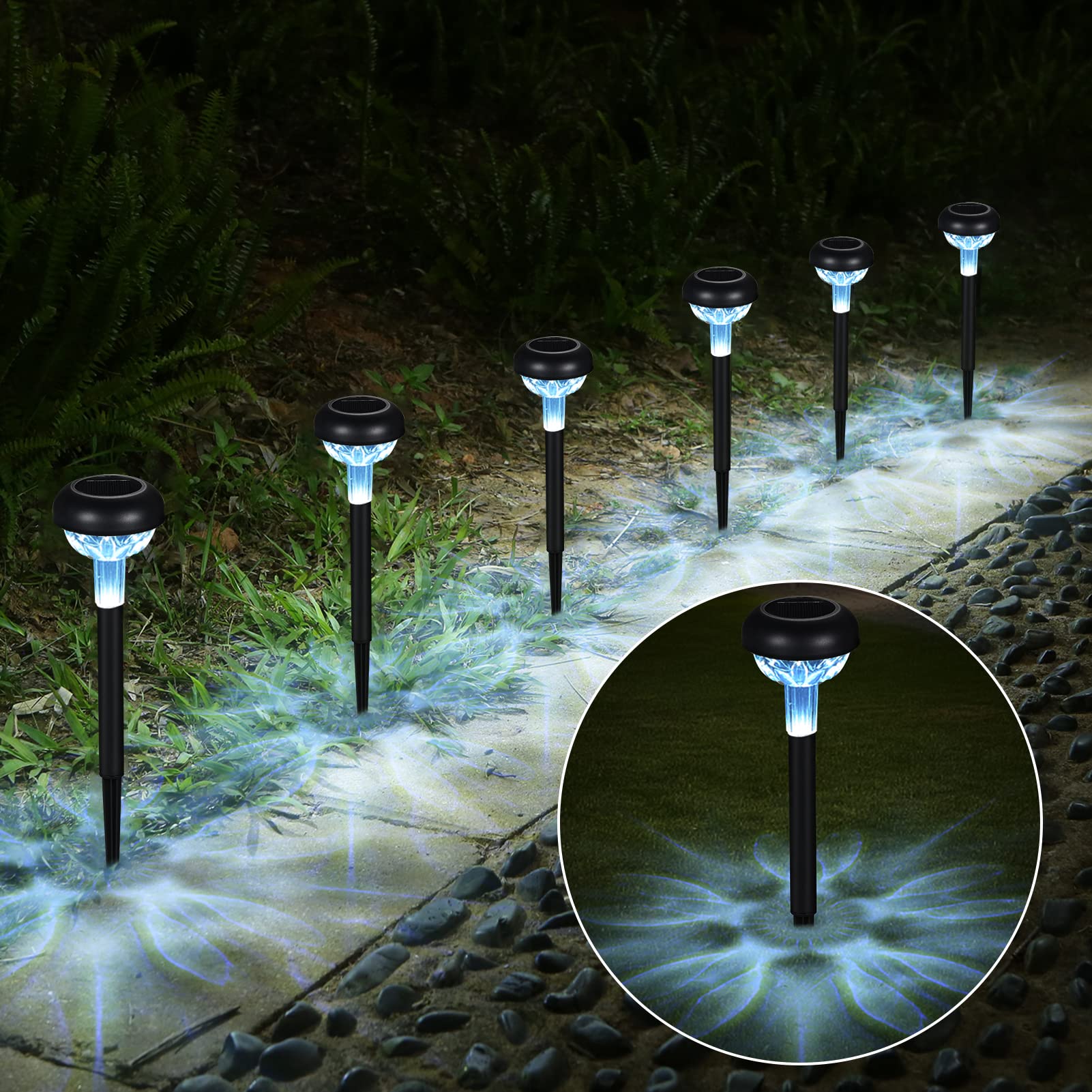 2022 Upgraded Solar Pathway Lights 6 Pack - Super Bright LED Outdoor Garden Lights, IP67 Waterproof Solar Powered Landscape Lighting for Patio, Yard, Backyard, Walkway - Perfect for Garden Decoration & Nighttime Safety