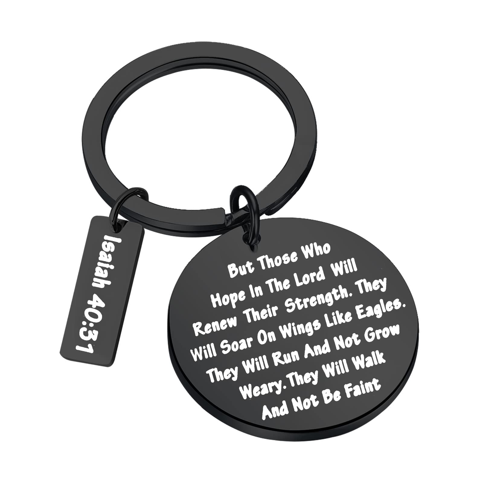 FEELMEM Christian Keychain - Isaiah 40:31 Bible Verse Keyring with 'Soar on Wings Like Eagles' - Religious Jewelry Gift for Encouragement & Faith - Perfect for Baptisms, Bible Study Groups & Daily Inspiration