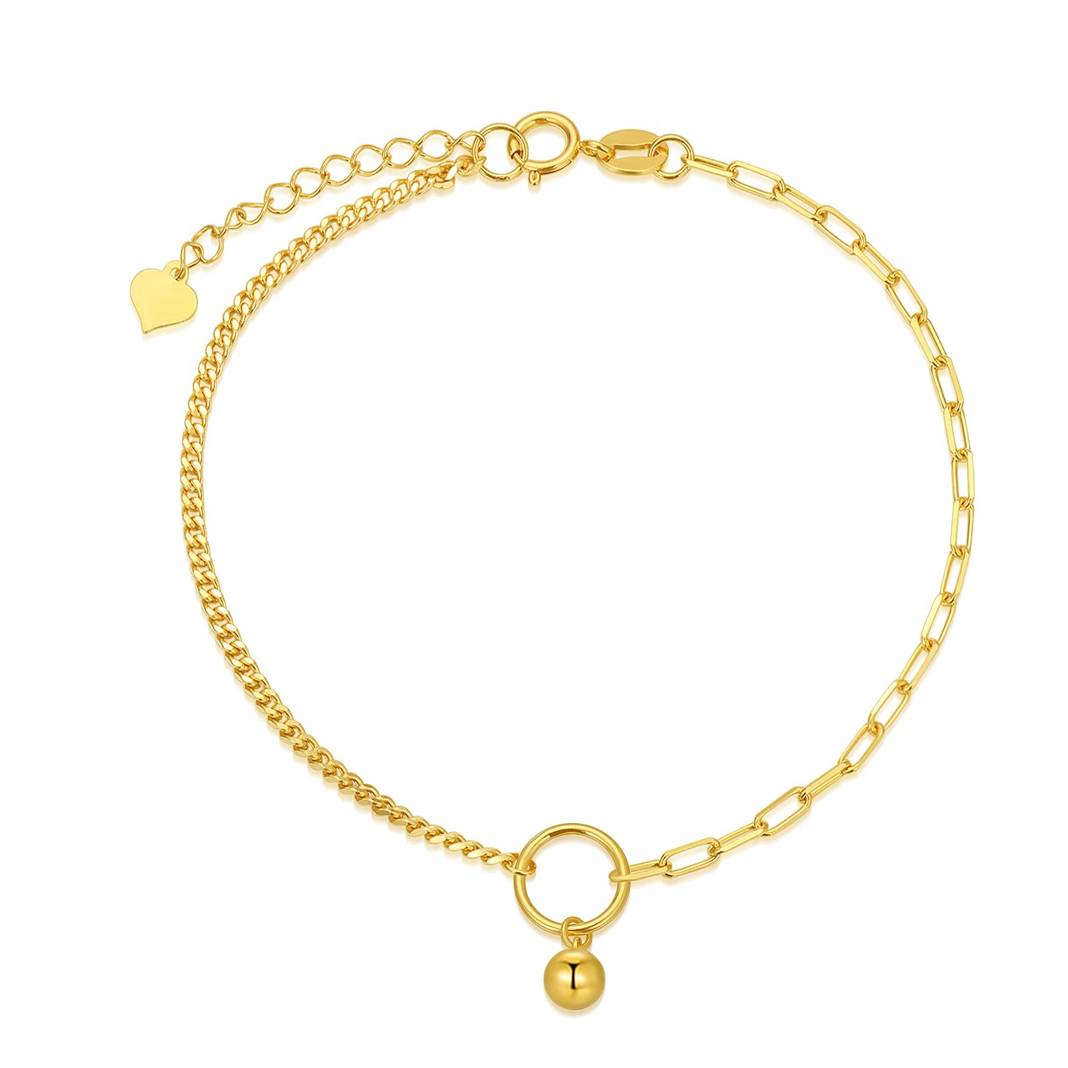 18K Solid Gold Paperclip Chain Bracelet for Women - Delicate Gold Cuban Link Bracelet, Anniversary Jewelry Gift for Mom, Wife (6.4-7.5 Inch) - Perfect for Weddings, Parties & Everyday Elegance