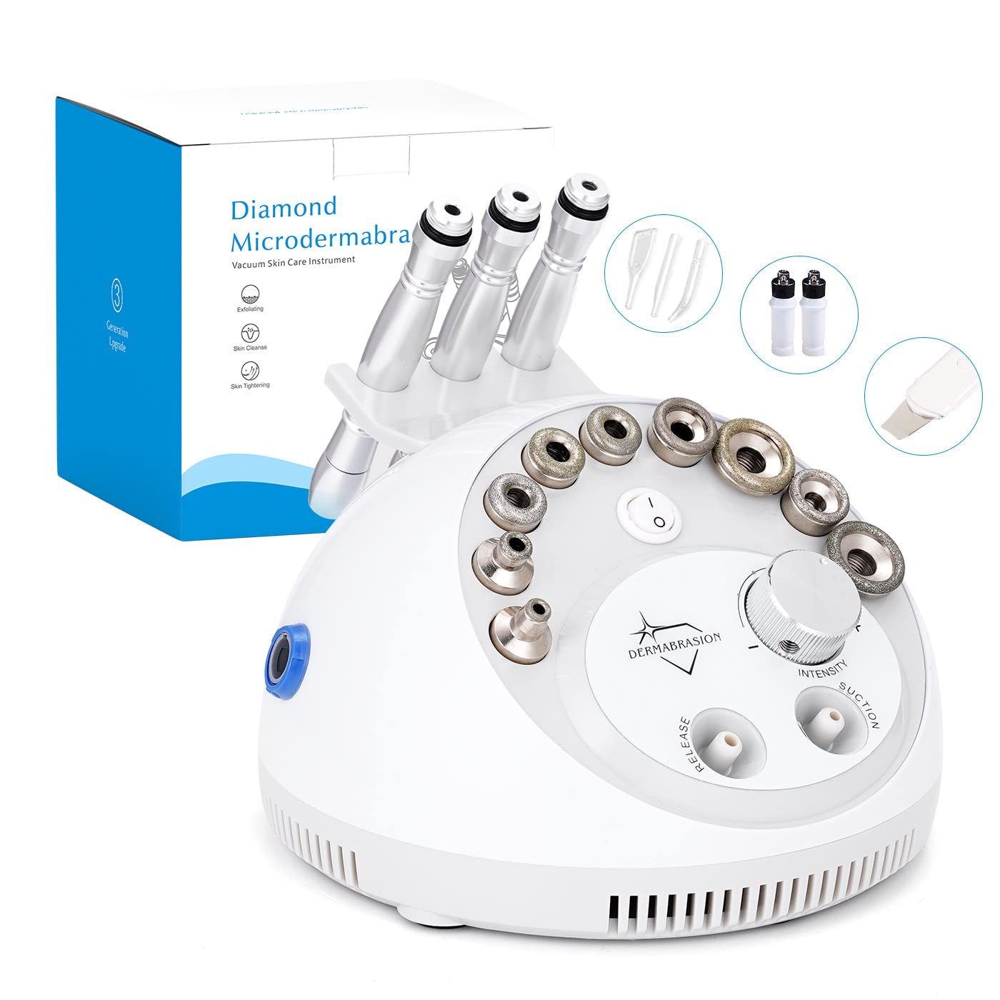 Professional 4-in-1 Diamond Microdermabrasion Machine for Blackhead Removal & Deep Moisturizing - Facial Scrubber & Spatula Included - Perfect for At-Home Spa Treatments & Professional Skin Care