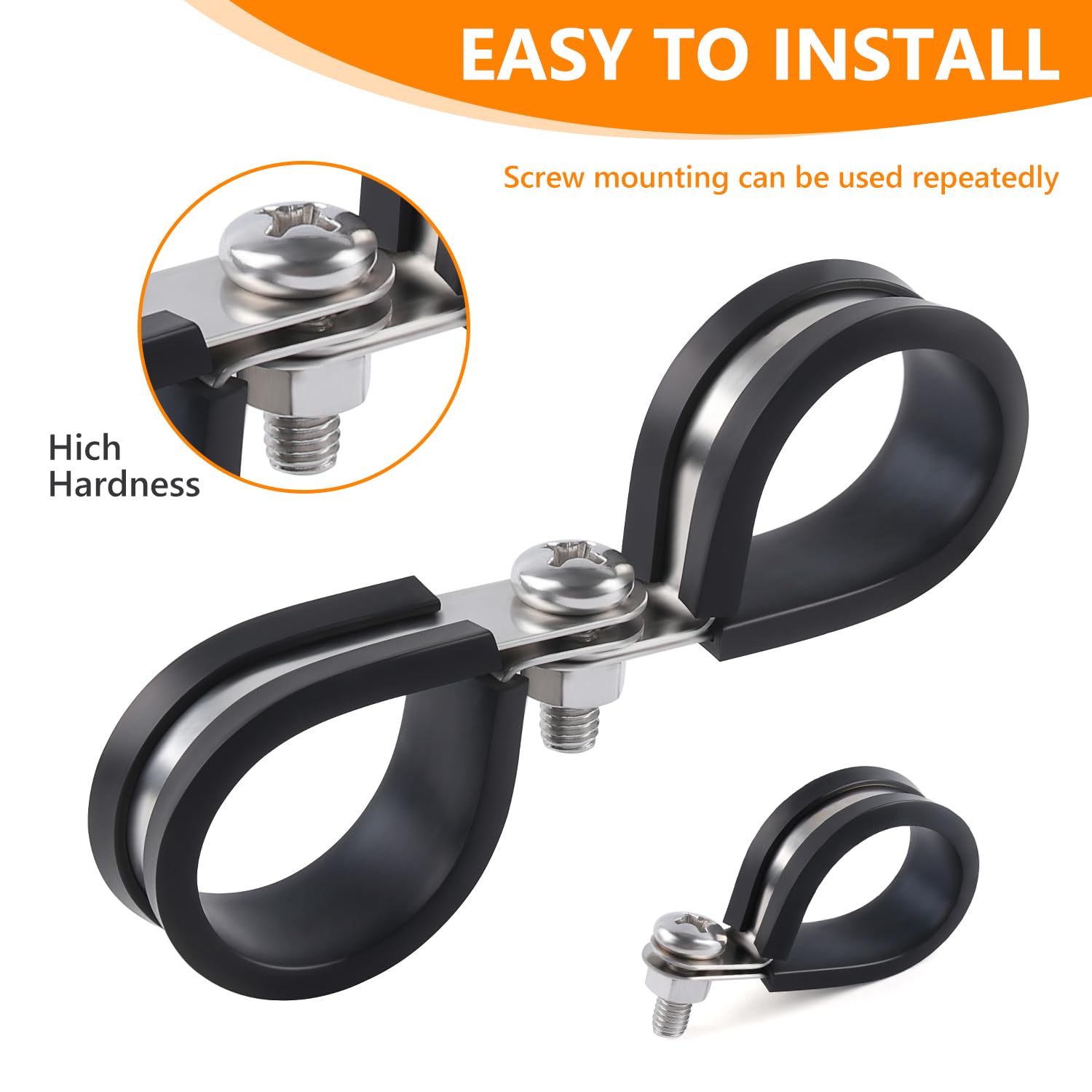 Flytuo 60PCS Stainless Steel Cable Clamps Kit - 7 Sizes (1/4