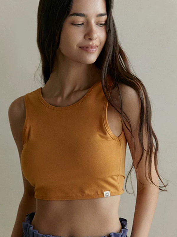 ZASUWA Women's Sexy Solid Color Backless Round Neck Quick Dry Tank Top - Perfect for Summer, Beach, Gym & Casual Wear