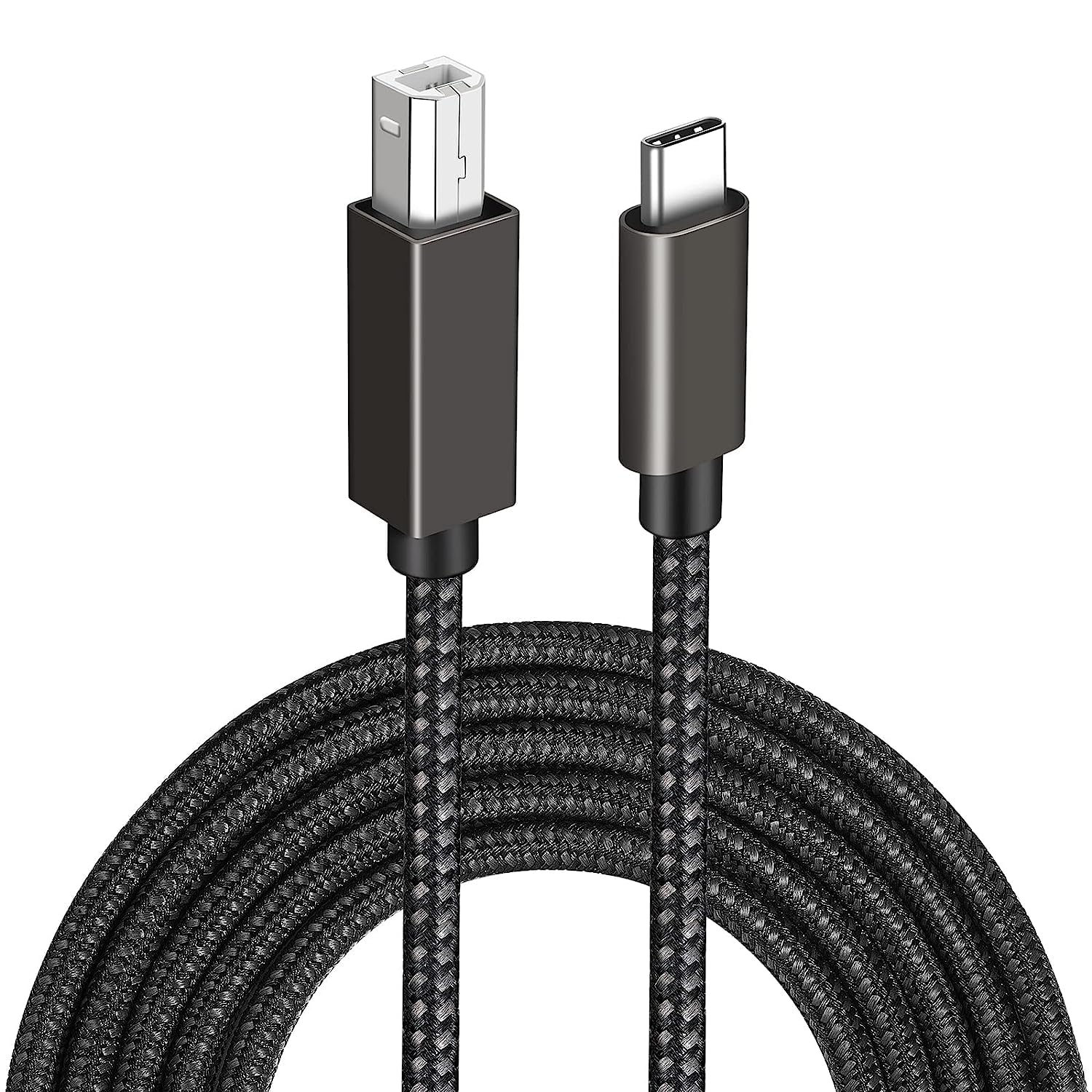 USB C Printer Cable Type B 2.0 Braided - 6ft High-Speed Data Sync Cable for HP, Epson, Canon Printers & Scanners - Compatible with MacBook Pro, iMac, XPS, Acer, ASUS Laptops - Perfect for Home Office & Remote Work Setup