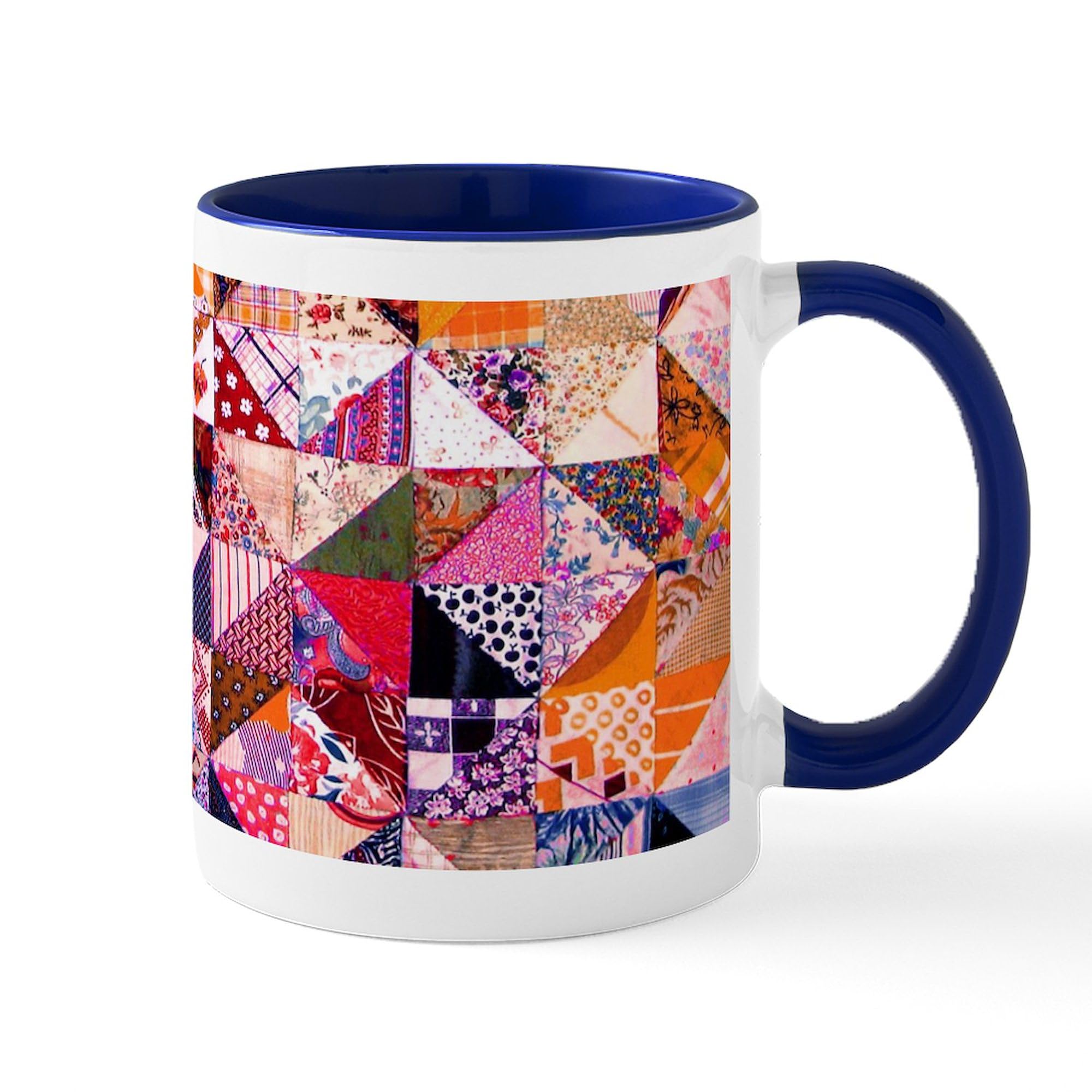 Country Patchwork Quilt Design 11 oz Ceramic Coffee Mug (325ml) - Perfect for Home, Office & Gifts | Vintage Style Coffee Cup for Tea, Hot Chocolate & Cappuccino