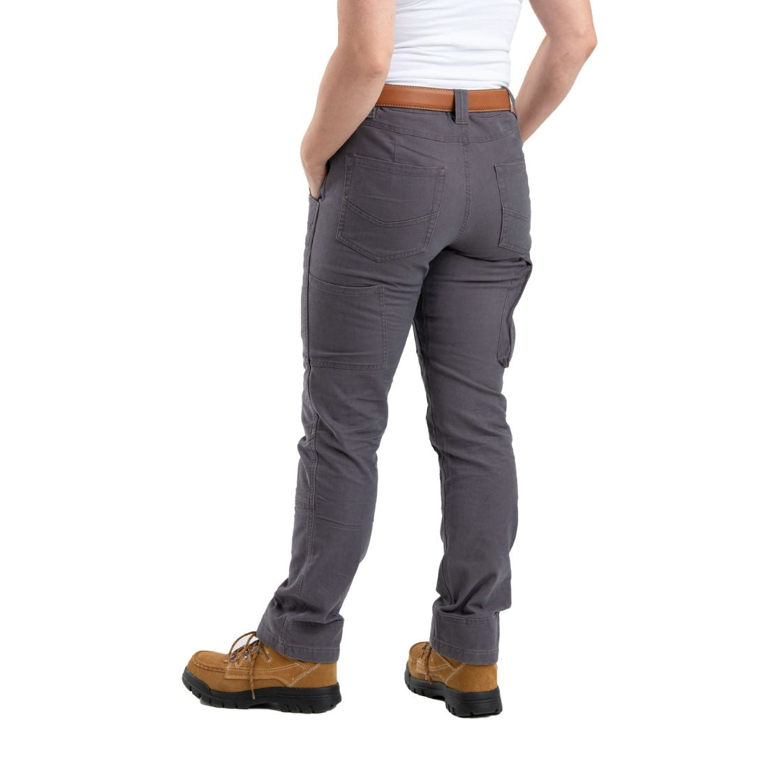 Berne Women's Flex Softstone Double Front Duck Work Pants WP922 - Titanium - Durable & Comfortable for Outdoor Work, Farming, and Hiking