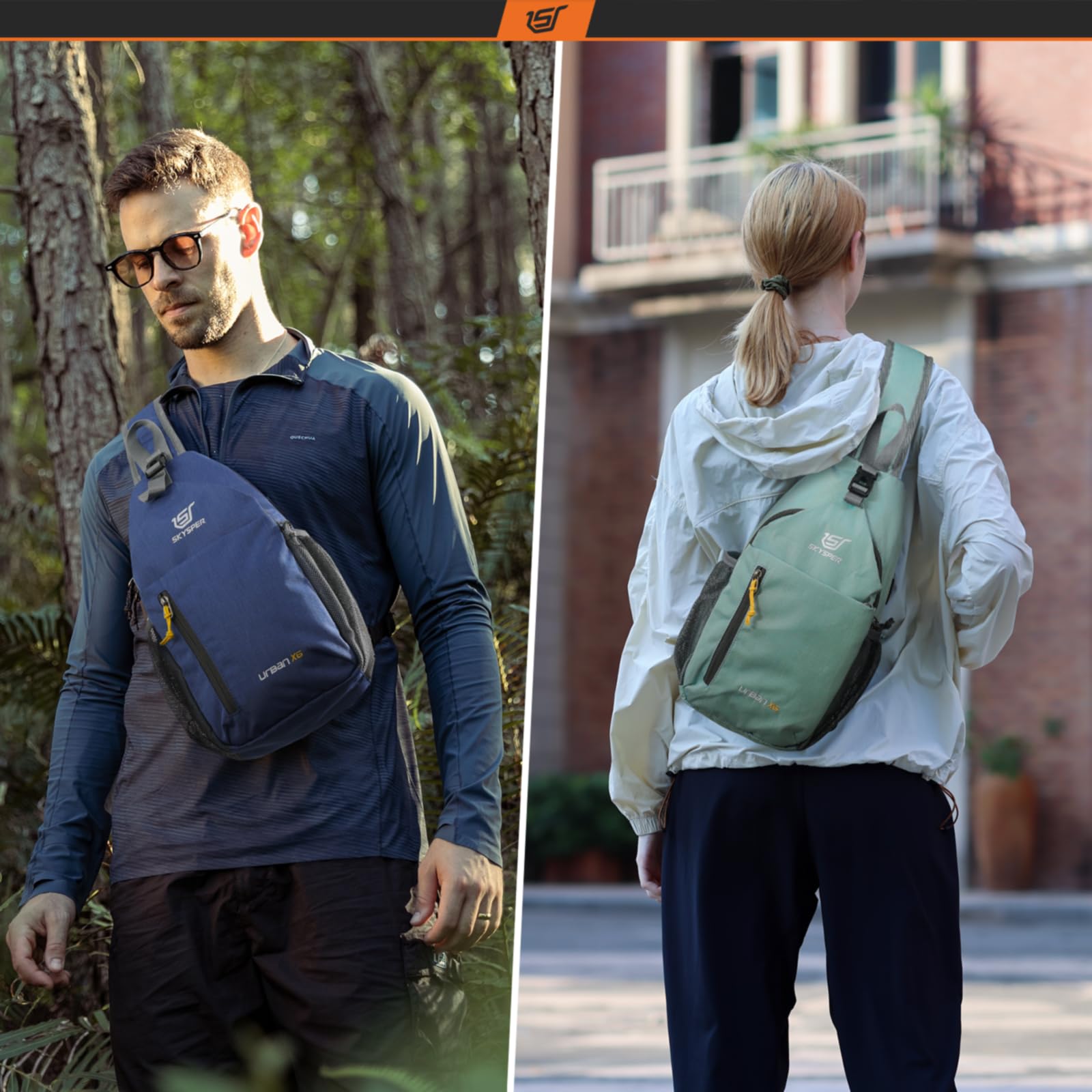 SKYSPER Crossbody Sling Bag for Men & Women - Lightweight Chest Shoulder Backpack for Travel, Hiking, Gym & Daily Use (Mint Green) | Compact Daypack with Adjustable Strap | Perfect for Commuting, Shopping & Outdoor Activities