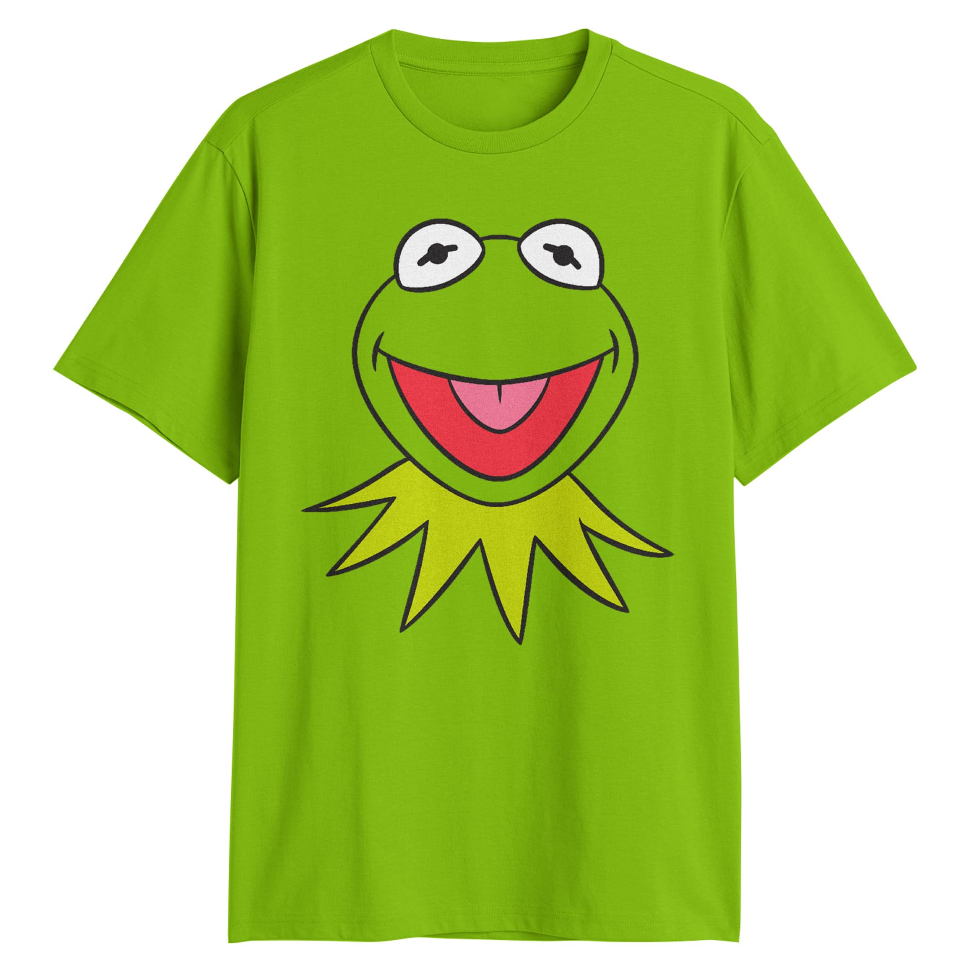 Disney The Muppets Kermit The Frog Big Face Graphic Adult T-Shirt - Soft Cotton Tee for Fans, Casual Wear & Disney Theme Parties