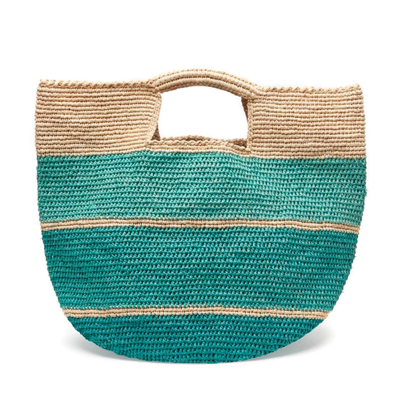 Mar Y Sol Camden Ombre Stripes Raffia Carryall Tote - Stylish Straw Beach Bag for Women | Perfect for Summer Vacations, Pool Parties & Shopping Trips