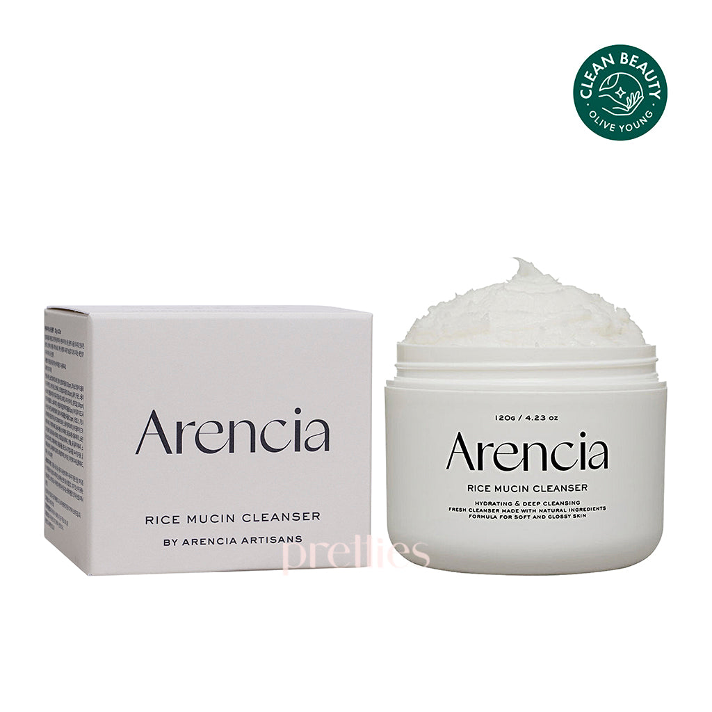 Arencia Rice Mucin Cleanser 120g - Korean Skincare for Hydration & Brightening - Perfect for Dry & Sensitive Skin - Daily Facial Cleanser for Glowing Complexion