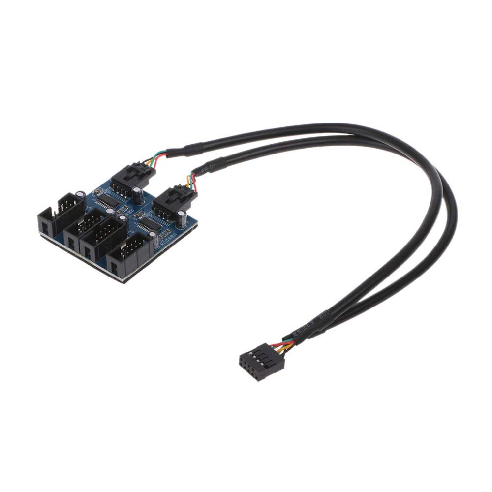 9-Pin USB 2.0 Male to 4 Female Splitter Cable - Internal PC Case Extension Cord with PCB Chipset for Motherboard (H029) - Perfect for Computer Builds, Gaming Rigs & Workstation Upgrades