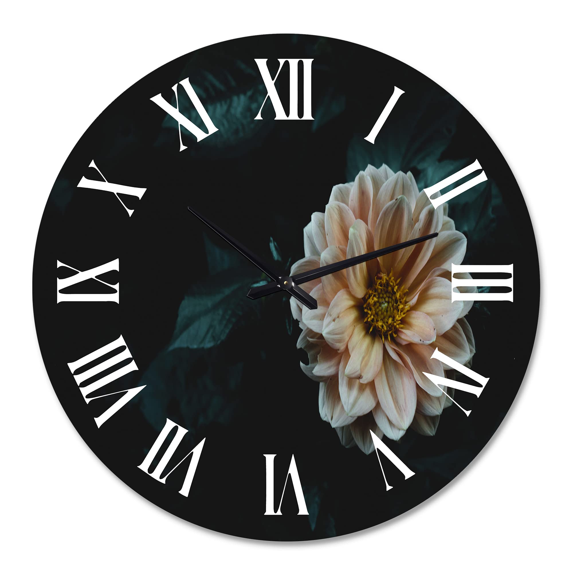 Blooming Yellow Flower Wall Clock - Large Traditional Floral Kitchen Decor for Home & Office | Perfect for Living Room, Bedroom, and Dining Area