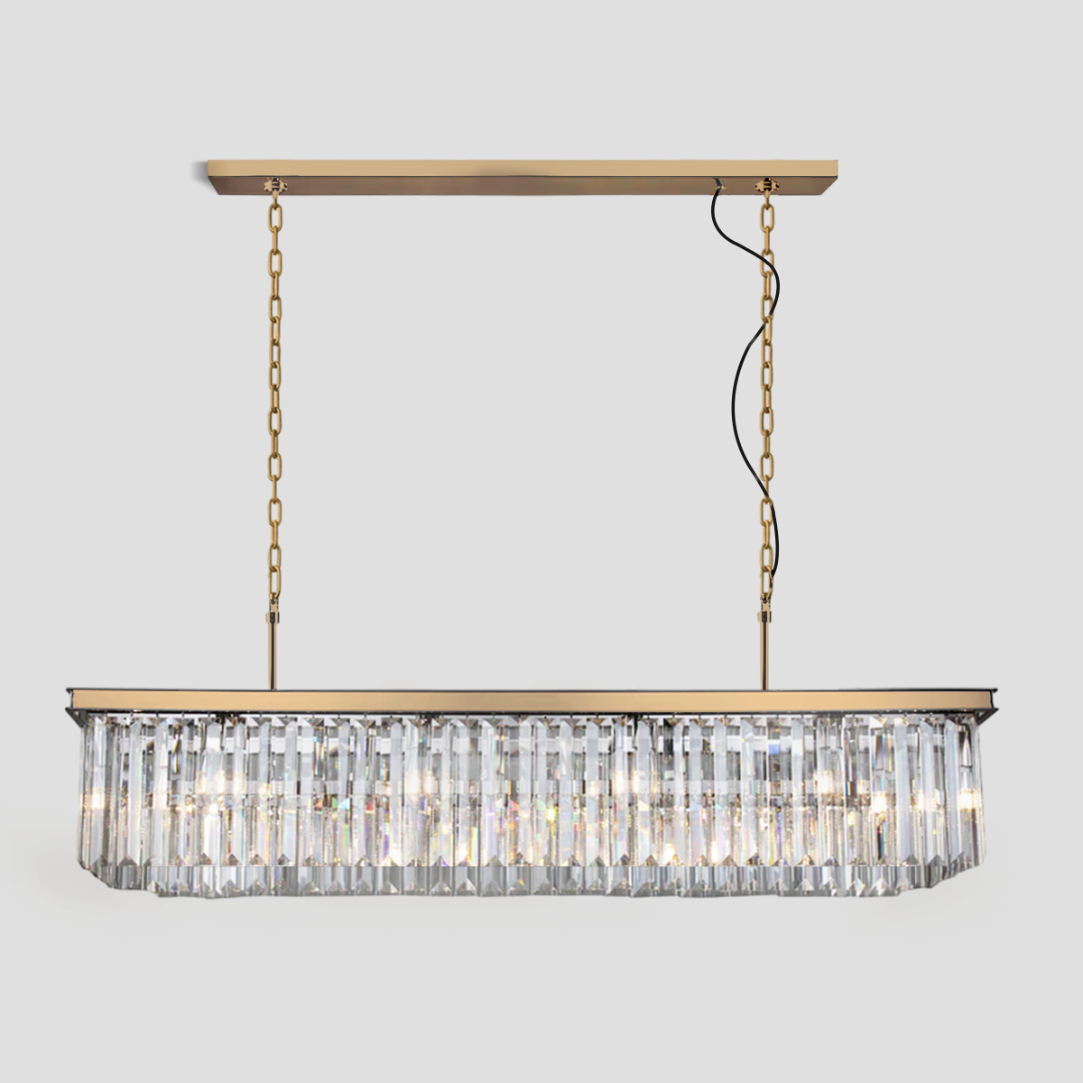 Falria Single Tier Rectangular Crystal Rod Chandelier - Elegant Modern Lighting Fixture for Dining Room, Living Room & Bedroom Decor