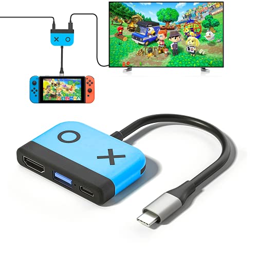 E-MODS Gaming HDMI to USB C Adapter - 4K USB C Hub for Nintendo Switch with PD Charging, USB 3.0 Ports - Compatible with Nintendo Switch, MacBook Pro/Air, Samsung Galaxy - Perfect for TV Gaming, Work & Travel