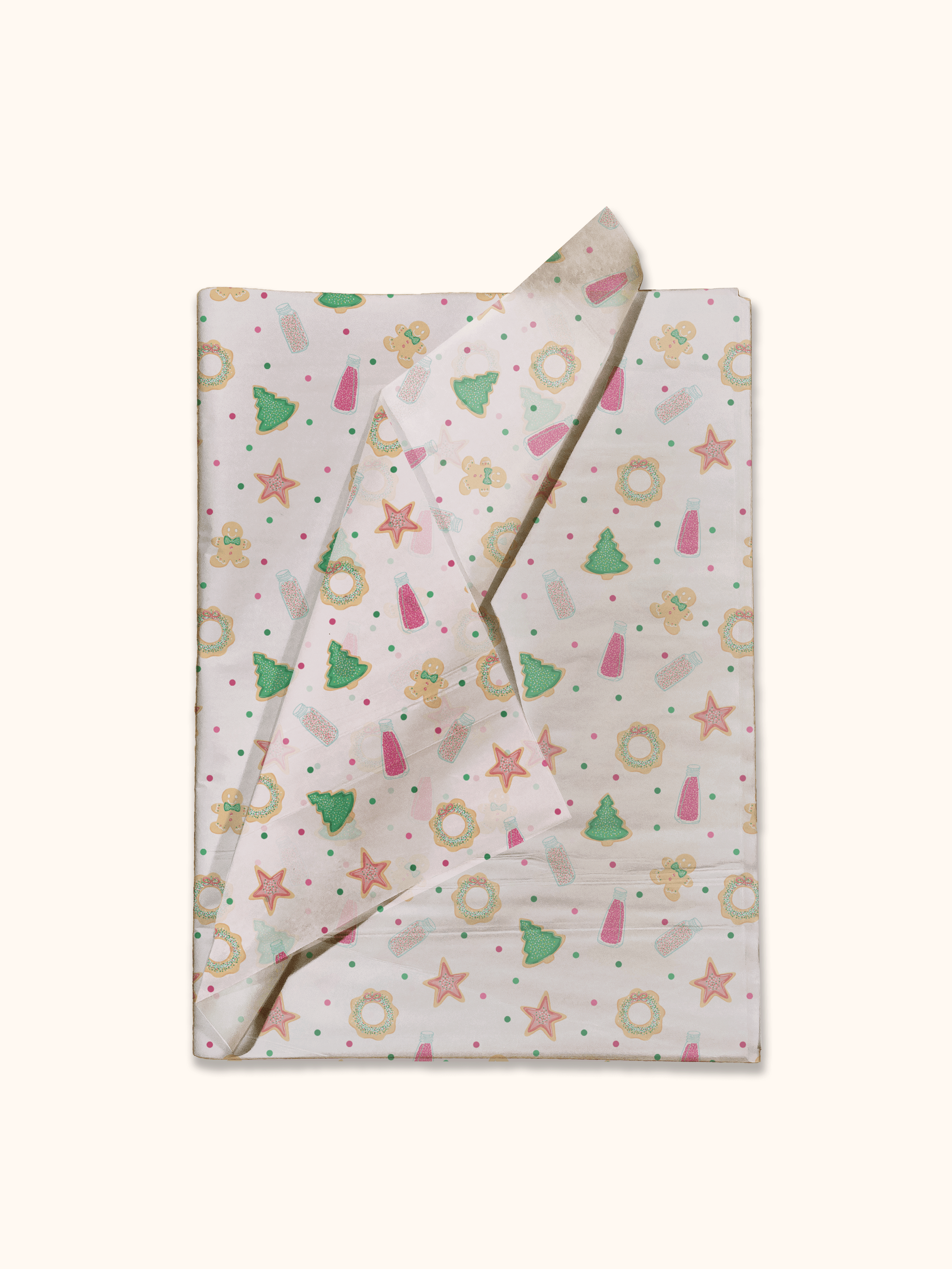 Festive Christmas Cookies Printed Tissue Paper - Holiday Gift Wrapping & Party Decorations for Bags, Boxes, and Present Packaging