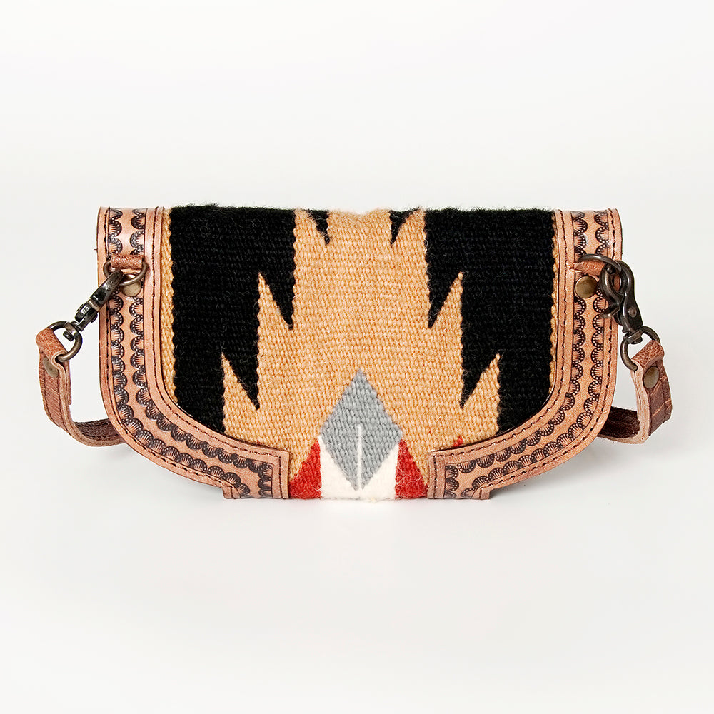 ADBG829B Genuine Leather Western Handbag - American Darling Hand-Tooled Saddle Blanket Design Women's Purse | Perfect for Cowgirl Fashion, Rodeo Events & Western Style Outfits