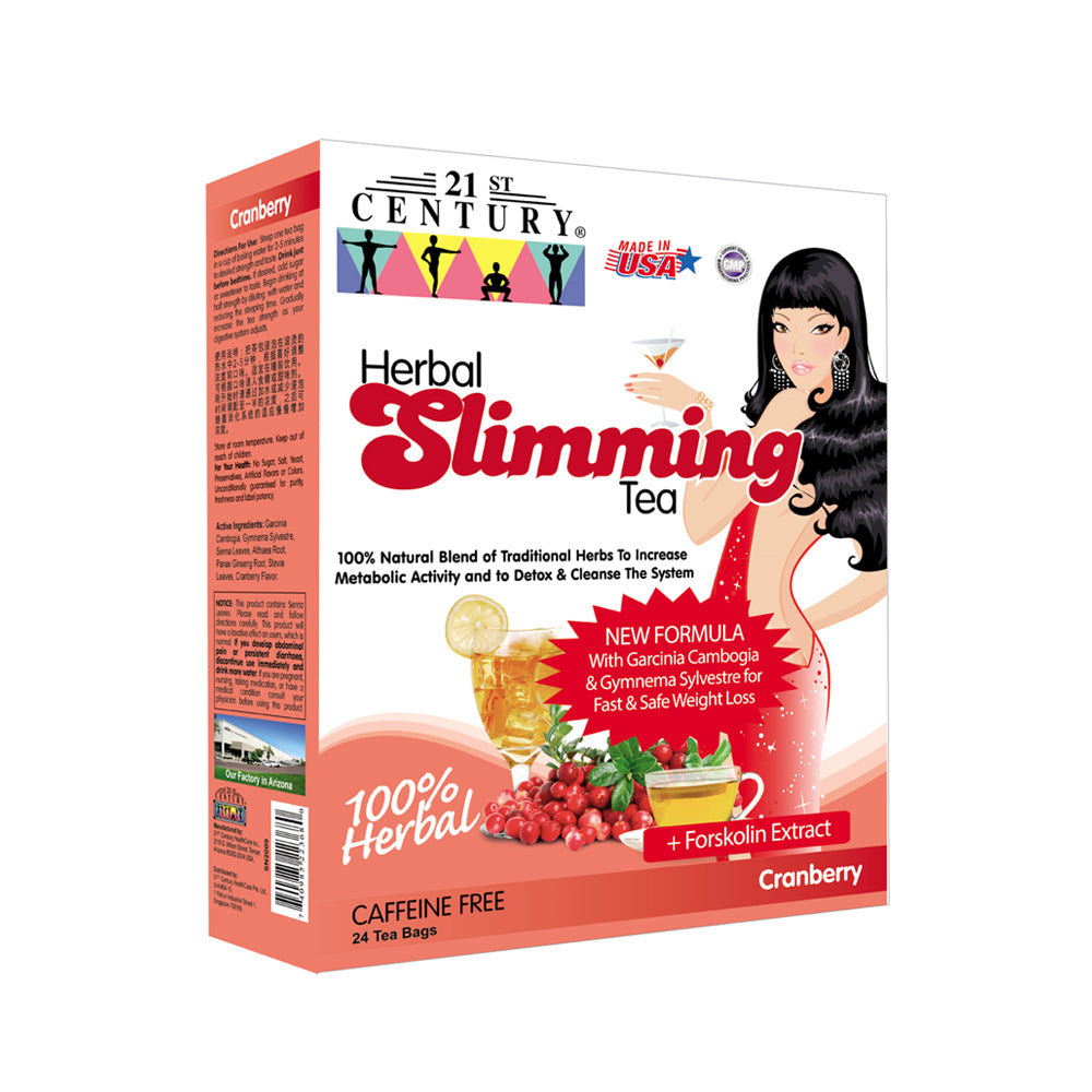 21st Century Herbal Slimming Tea with Cranberry - 24 Tea Bags for Weight Loss & Detox | Perfect for Daily Wellness & Relaxation