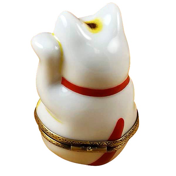 Lucky Cat Limoges Porcelain Figurine - Handcrafted Collectible for Home Decor & Office Feng Shui | Perfect Gift for Cat Lovers & Japanese Culture Enthusiasts