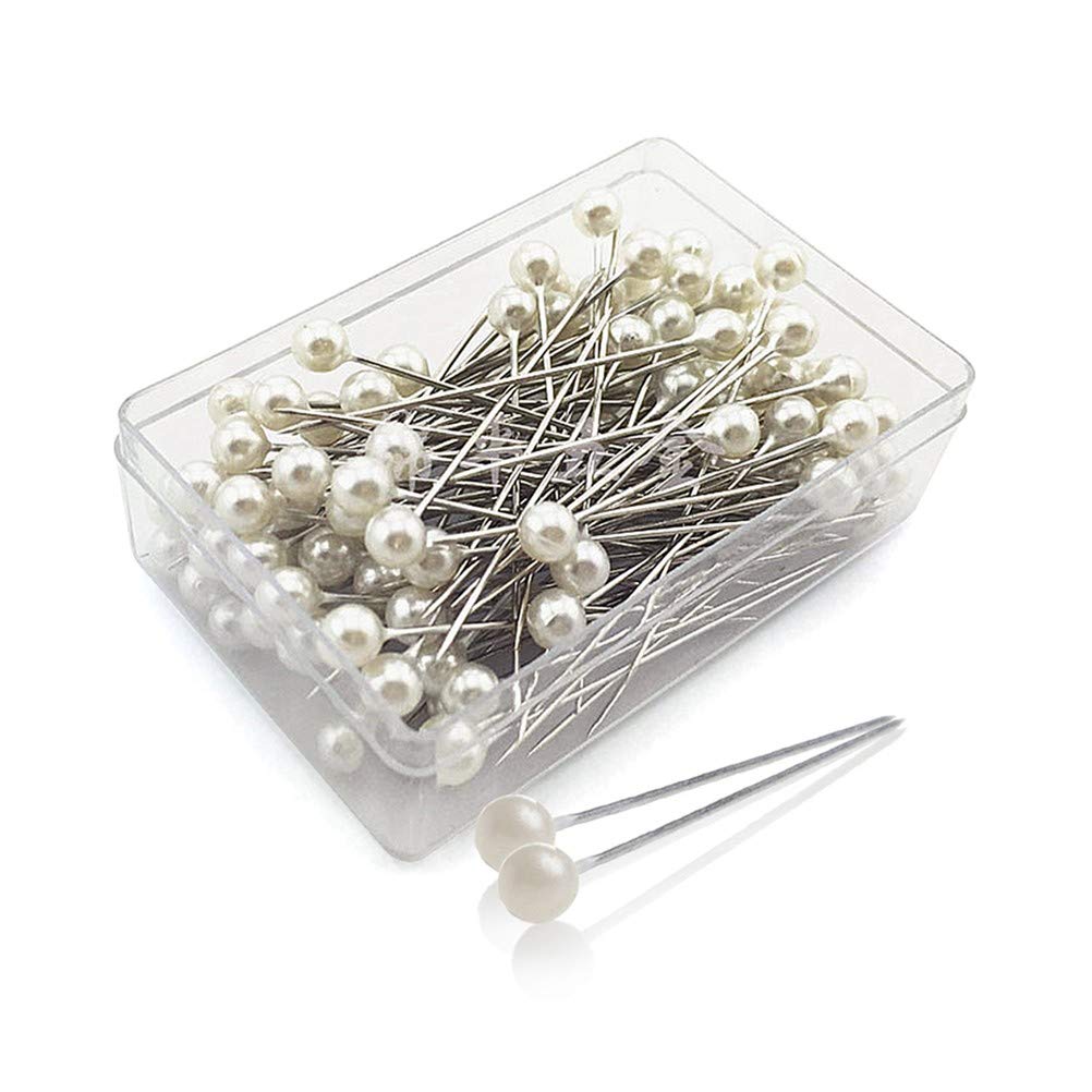 100pcs Pearl Head Straight Pins - Quilting, Sewing & Boutonniere Supplies - Decorative Push Pins for Fabric, Crafts & DIY Projects - Perfect for Wedding Decor, Scrapbooking & Quilling