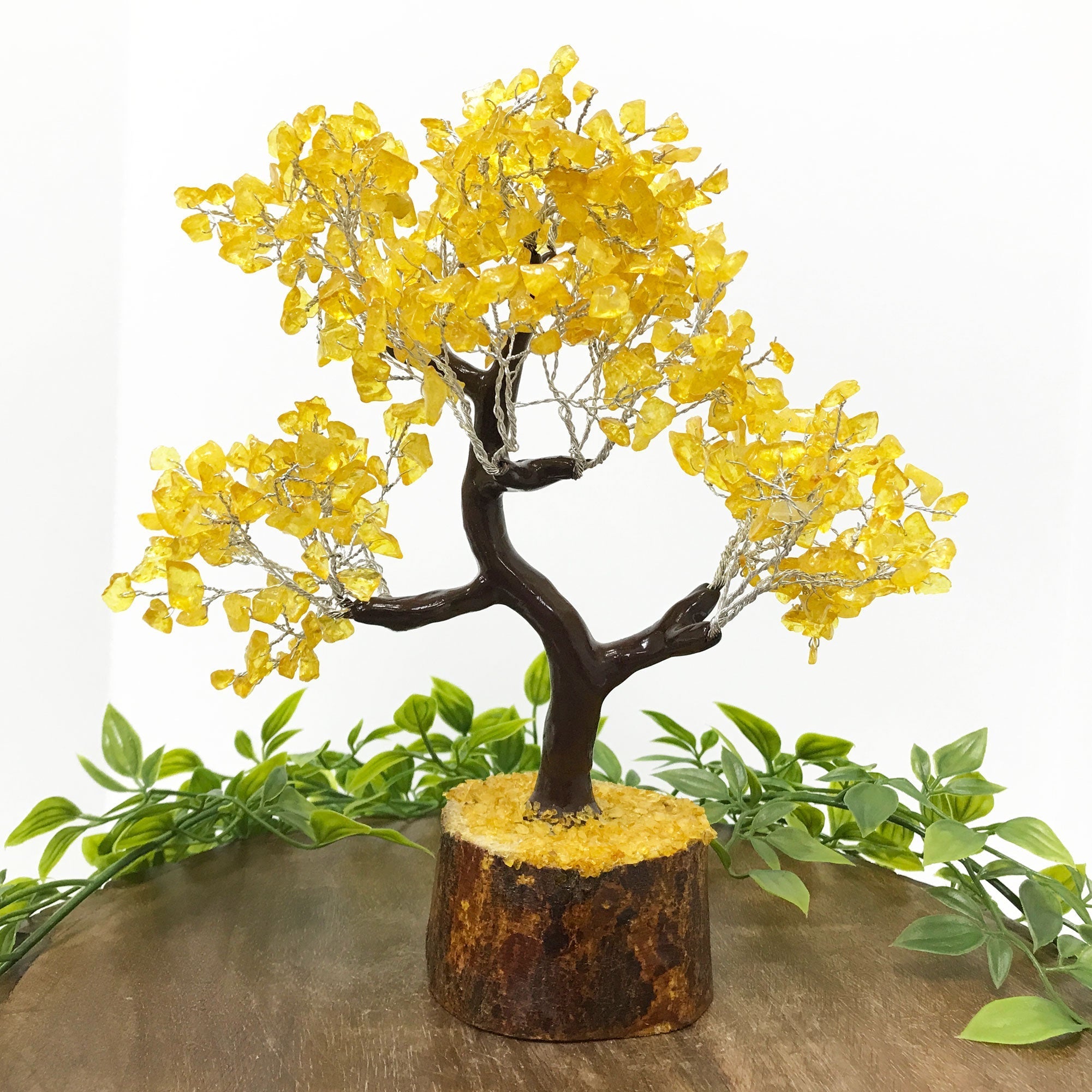 500 Natural Citrine Crystal Beads Handmade Feng Shui Money Tree - Wealth Attraction, Chakra Healing, Spiritual Energy Decor for Home & Office | Citrine Gemstone Bonsai for Meditation, Gift Giving & Positive Vibes