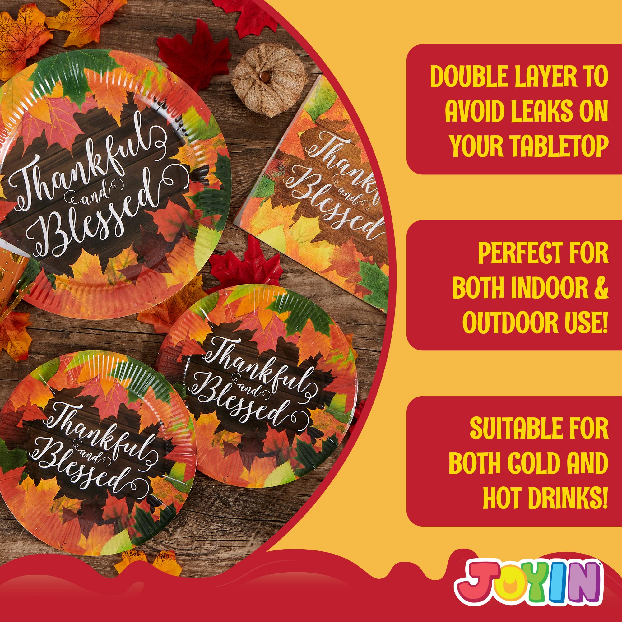 JOYIN 96-Piece Thanksgiving Disposable Paper Plates and Napkins Set - 24x10
