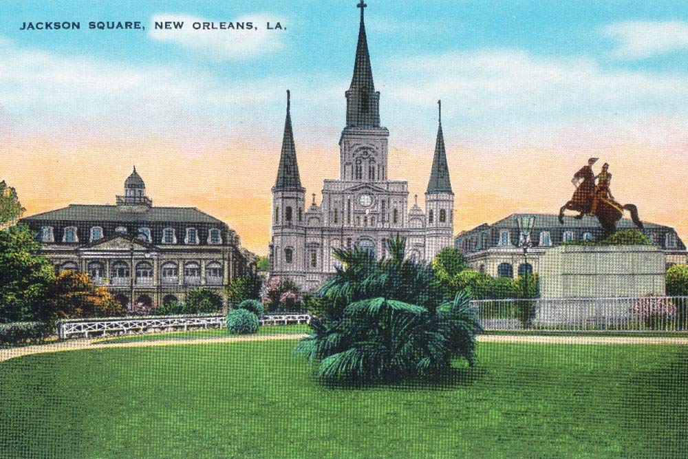Signed Jackson Square New Orleans Art Print - 24x36 Wall Decor Poster | Louisiana Landscape Painting, Home & Office Decoration