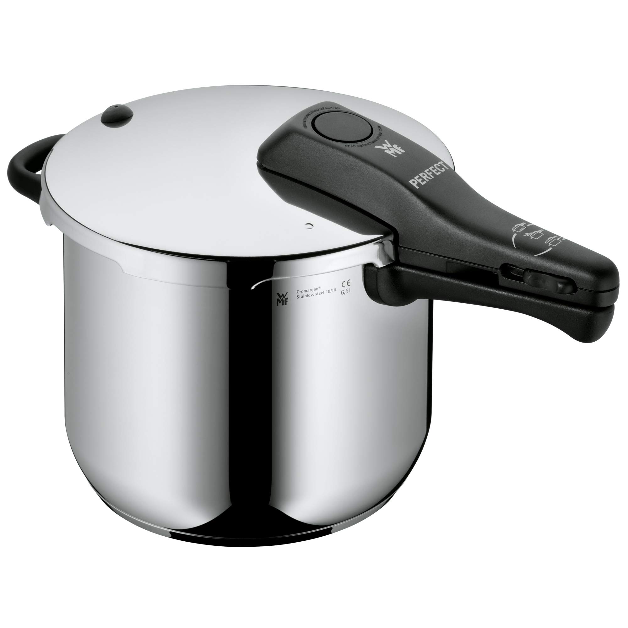 WMF 792639590 Cromargan Perfect 6.5L Silver Pressure Cooker (22cm) - Fast & Safe Cooking for Soups, Stews & Meal Prep