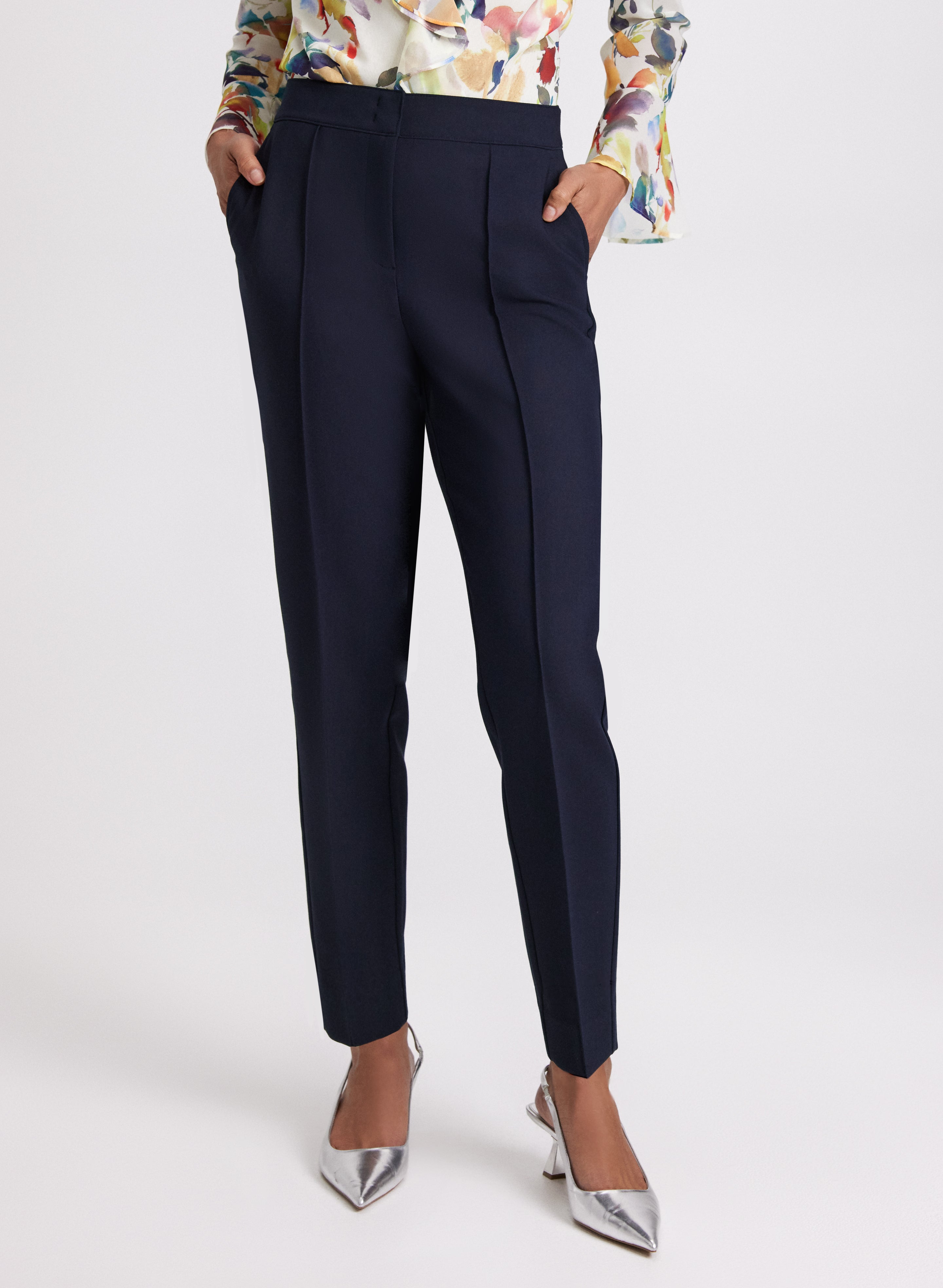 Emma Seamed Slim Leg Pants for Women - High Waist Stretchy Office Trousers | Comfortable Work Pants for Business Casual & Professional Wear