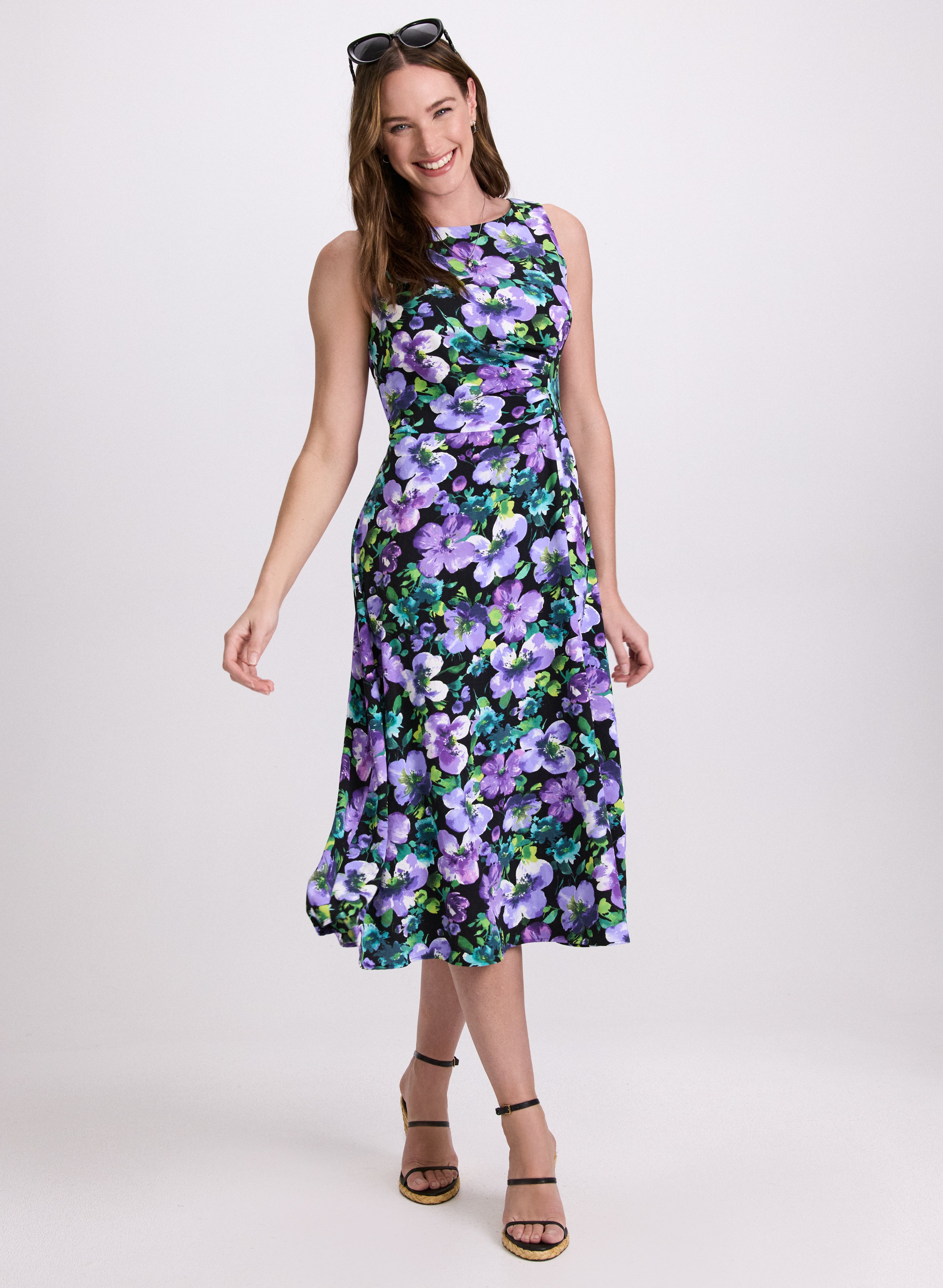 Floral Midi Dress for Women - Summer Boho Flowy Dress with Pockets - Perfect for Beach, Vacation & Date Night