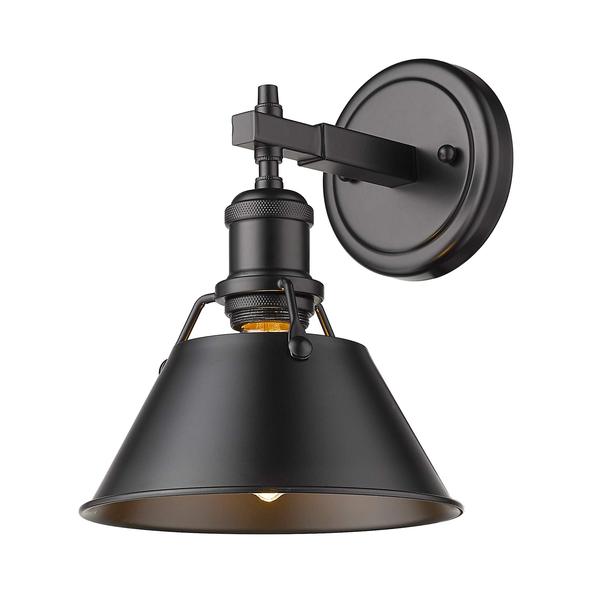 Golden Lighting - Orwell 1 Light Bath Vanity Fixture in Matte Black with Matching Shade - Modern Bathroom Vanity Lighting for Mirror, Sink & Makeup Area - Perfect for Home, Apartment & Hotel Renovations