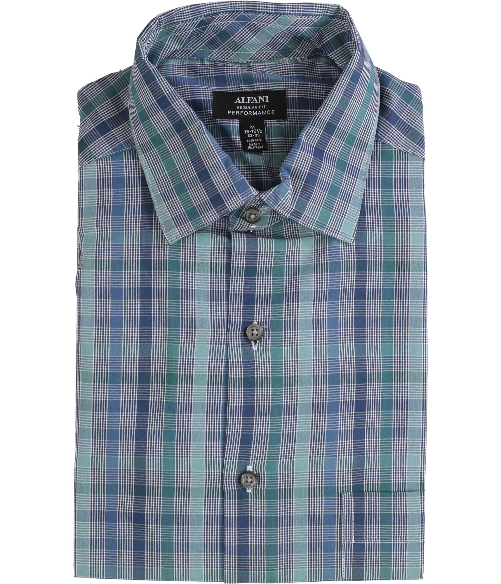 Alfani Men's Checkered Button-Up Dress Shirt - Slim Fit Formal Business Shirt for Office, Wedding & Special Occasions