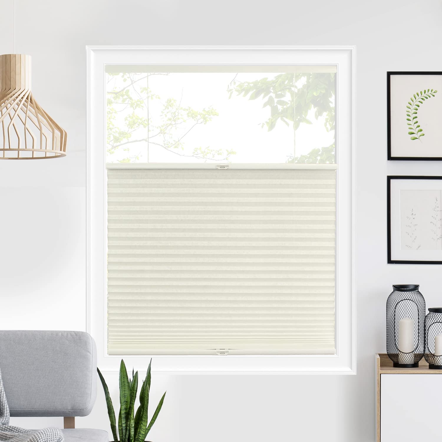 Custom CHICOLOGY Cellular Shades - Top Down Bottom Up Light Filtering Window Blinds for Home & Doors, Buttercream Color, 21.25