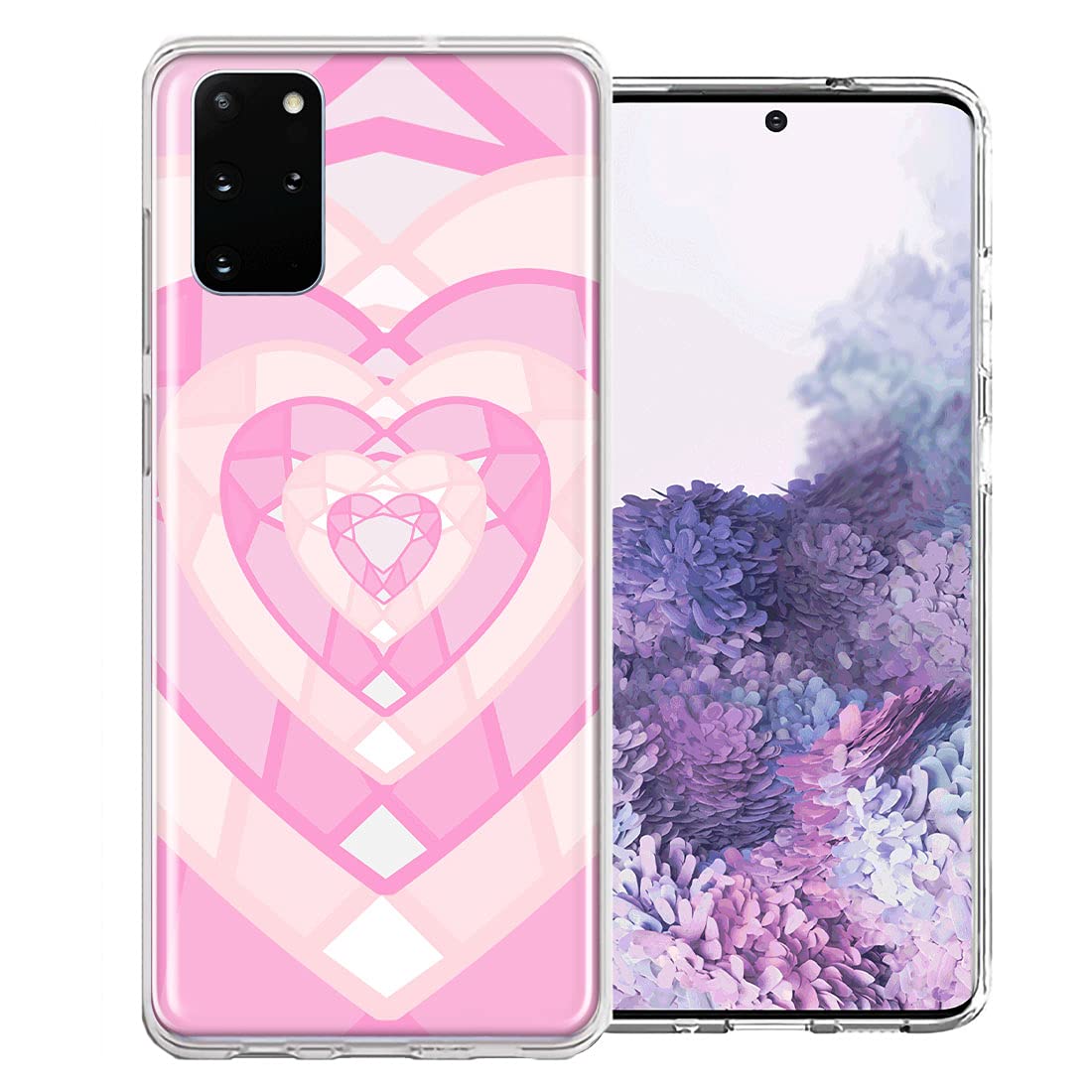 Samsung Galaxy S20 Pink Gem Hearts Design Double Layer Protective Phone Case - Stylish & Durable Cover for Everyday Use, Travel, and Gift Giving