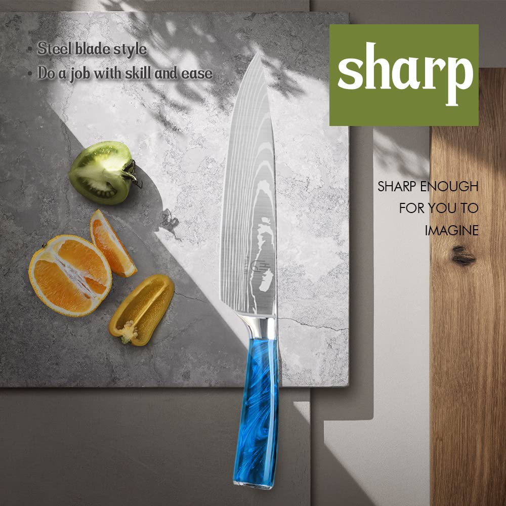 FULLHI 14-Piece Japanese Knife Set - Premium German Stainless Steel Kitchen Knives with Multiple Color Options - Perfect for Home Chefs, Cooking Enthusiasts & Professional Kitchens