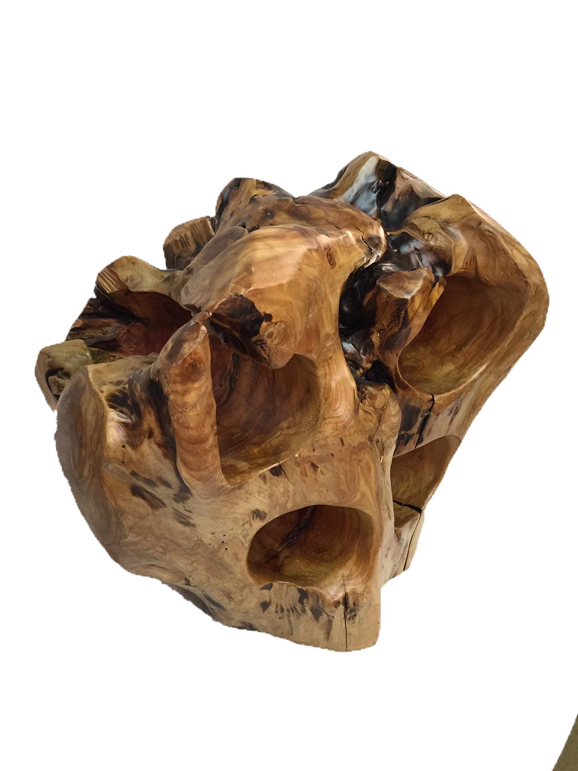 Greener Valley Natural Root Wood Wine Bottle Holder - Rustic Wine Rack for 4 Bottles - Perfect for Wine Cellars, Bars, and Home Decor