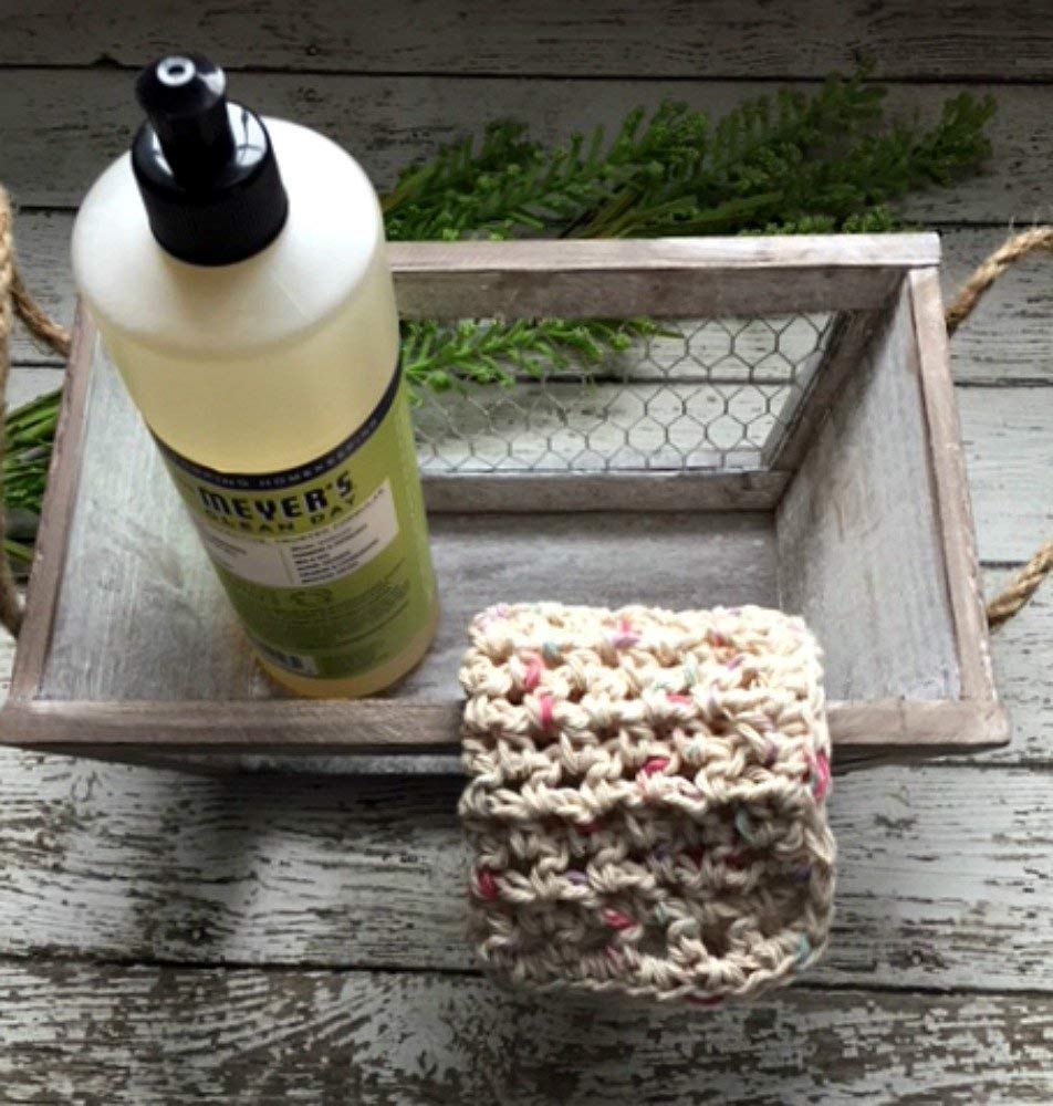 Premium Handmade Crochet Cotton Dish Cloths Set of 3 - Soft & Absorbent Beige Kitchen Towels for Washing Dishes, Cleaning Countertops & Gentle Face Cleansing