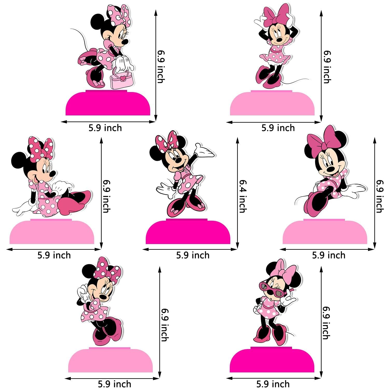 Minnie Mouse Birthday Party Decorations - 7Pcs Double Sided Honeycomb Centerpieces for Table Decor, Party Favors & Disney Themed Celebrations - Perfect for Kids Birthday Parties, Baby Showers & Themed Events