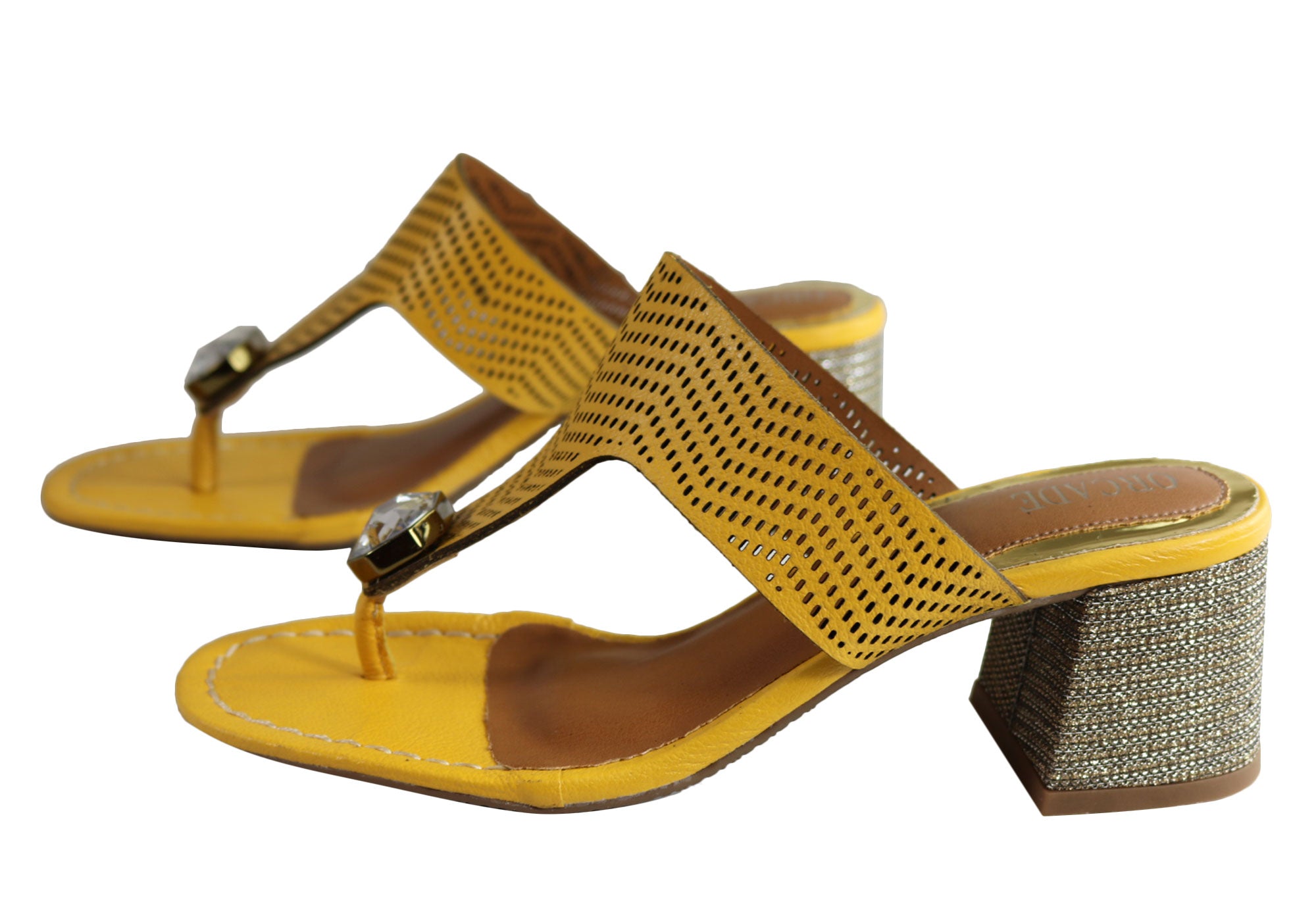 Orcade Deidre Women's Brazilian Comfort Leather Mid Heel Sandals - Stylish Thong Sandals for Summer, Beach, and Casual Outings