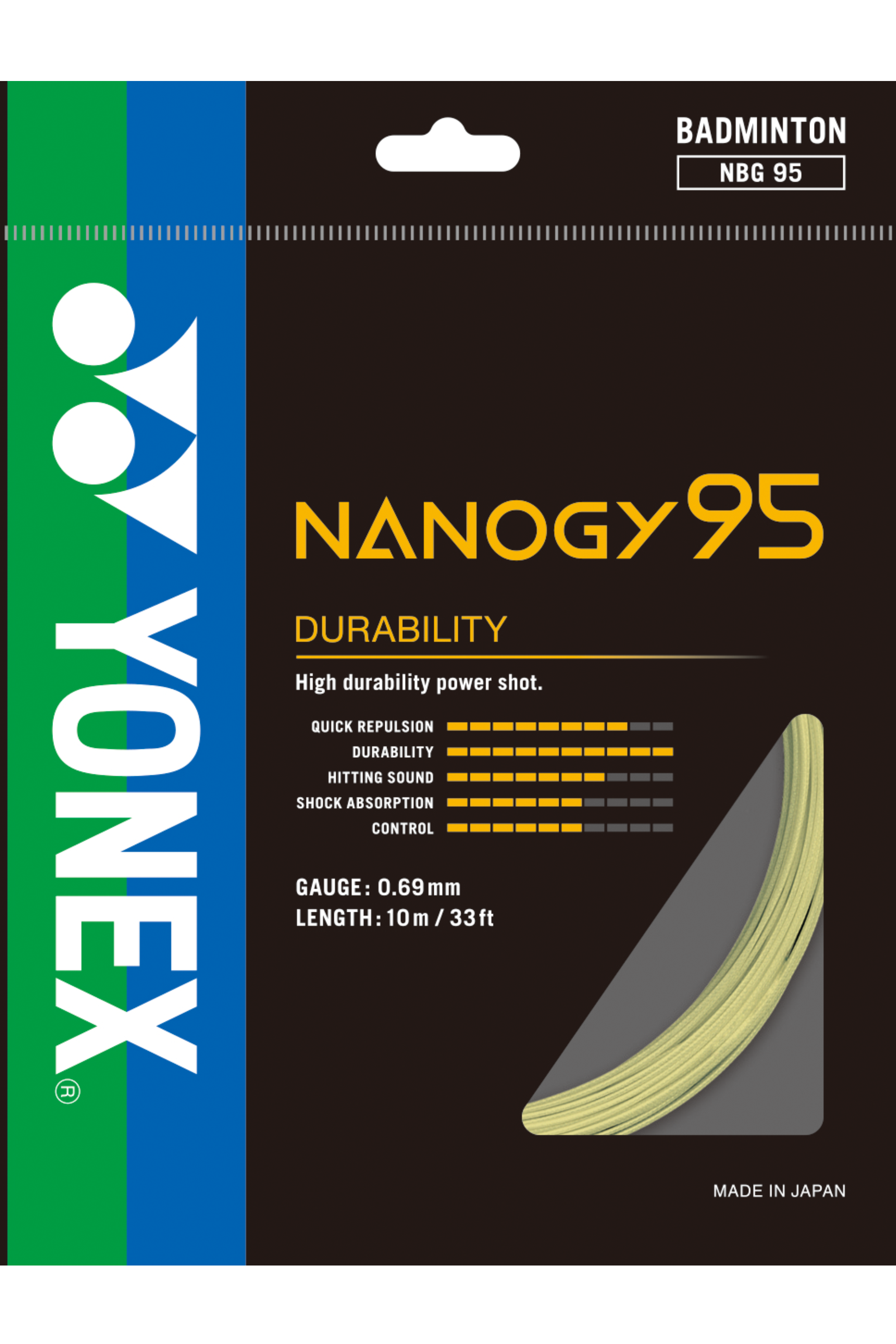 Yonex Nanogy 95 Badminton String - High Performance Racket String for Professional Players | Perfect for Tournaments & Training Sessions