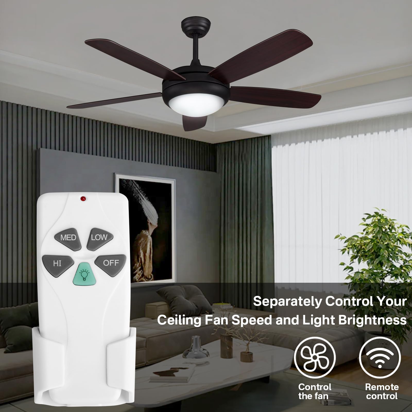 Hampton Bay Harbor Breeze Ceiling Fan Remote Control Replacement - Compatible with FAN-53T, L3HFAN11T, FAN-11T, L3HFAN35T1, Fan-HD KUJCE9103, FAN-35T, CHQ8BT7030T, CHQ7030T, UC7030T, 2AAZPFAN53T - Perfect for Living Room, Bedroom, and Office Use