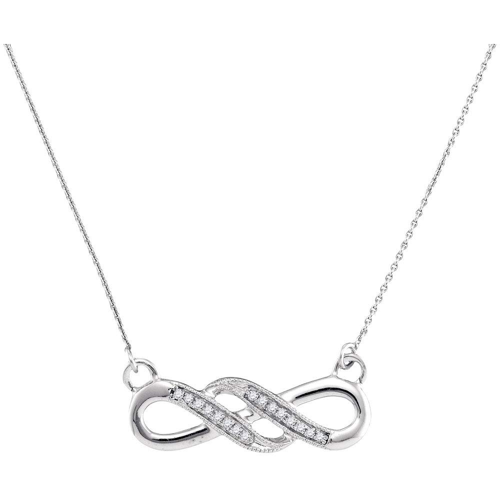 10K White Gold Women's Round Diamond Infinity Pendant Necklace 1/20 CTTW - Elegant Jewelry Gift for Anniversary, Valentine's Day & Special Occasions