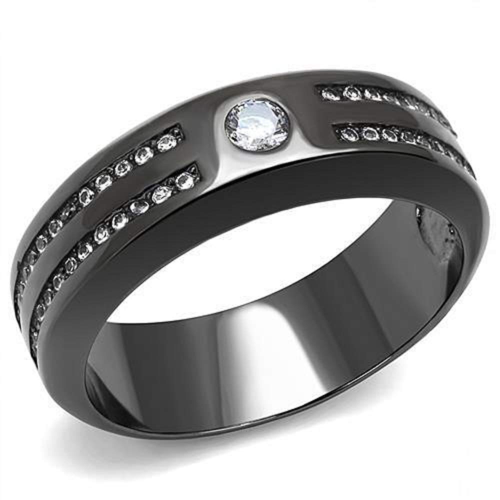 WildKlass Black Stainless Steel Ring for Men with CZ Stones - Perfect for Gifts & Parties