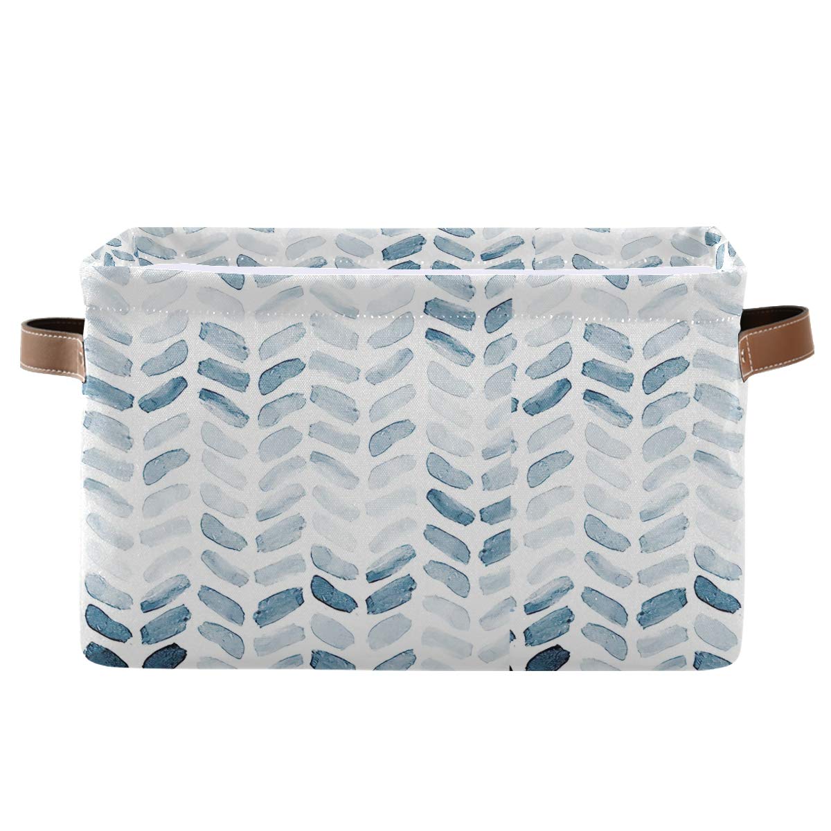 HESLING 2-Pack Large Collapsible Square Storage Baskets with Handles - Waterproof Laundry Hamper for Dirty Clothes, Kids Room Organizer, Nursery Storage Bin (Blue Braid) - Perfect for Home, Closet, Bathroom & Toy Organization