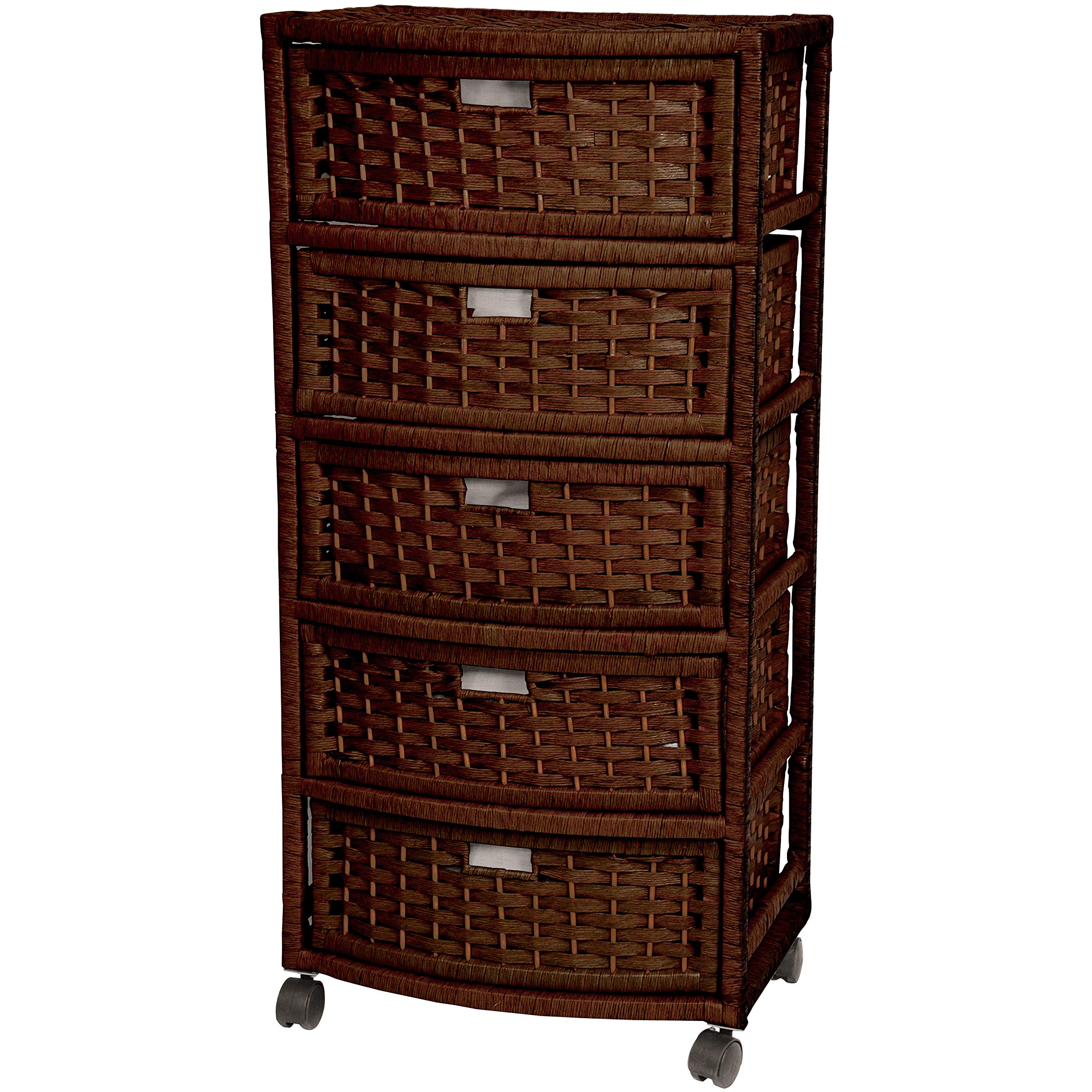 5-Drawer Mocha Organizer - Natural Fiber Storage Box for Home & Office Organization | Perfect for Closet, Bedroom, and Office Supplies Storage
