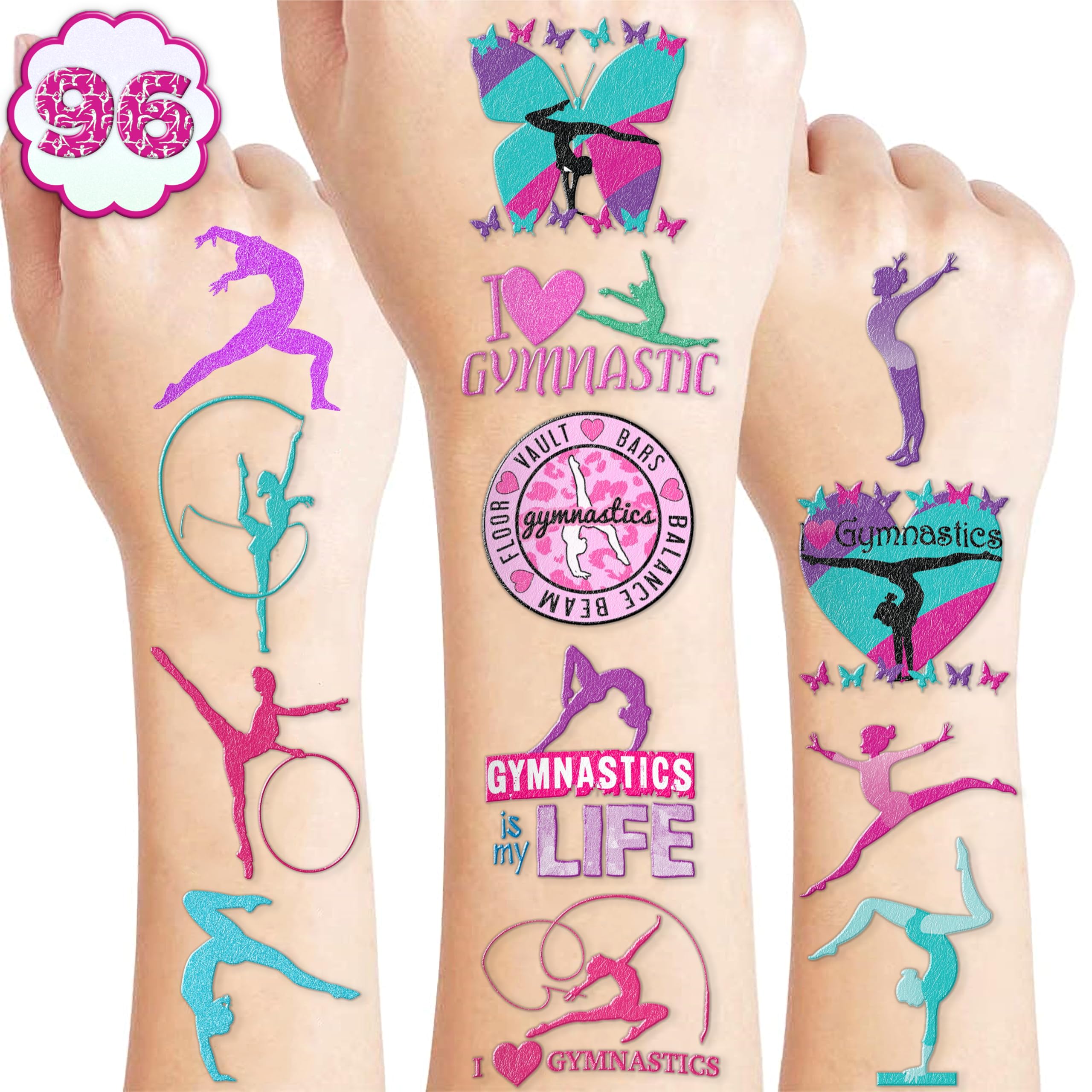115 PCS Gymnastics Temporary Tattoos for Kids - Cheerleader Dance Stickers, Birthday Party Favors, Carnival Christmas Gifts & Class Prizes - Perfect for Gymnast Themed Decorations and Dance Recital Rewards